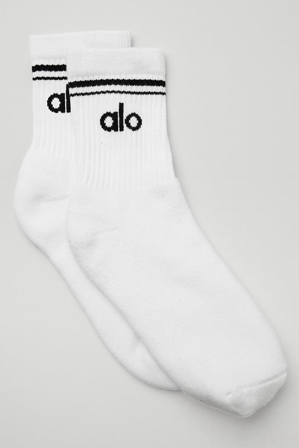 Men Alo Yoga Unisex Half-Crew Throwback Sock White / Black | India  48527-AQTP