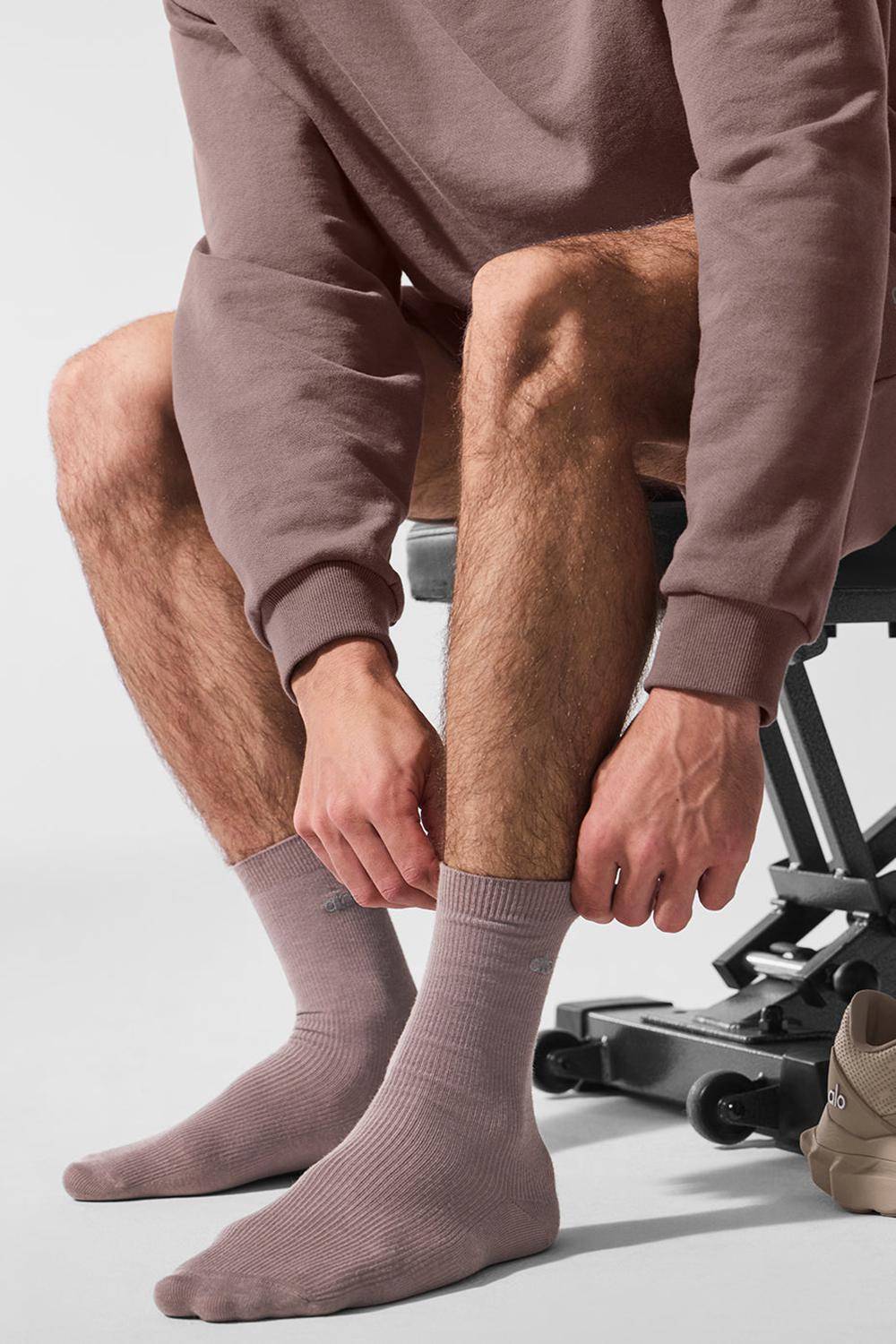 Men Alo Yoga Unisex Half-Crew Understated Sock Mushroom | India  95681-LTXY