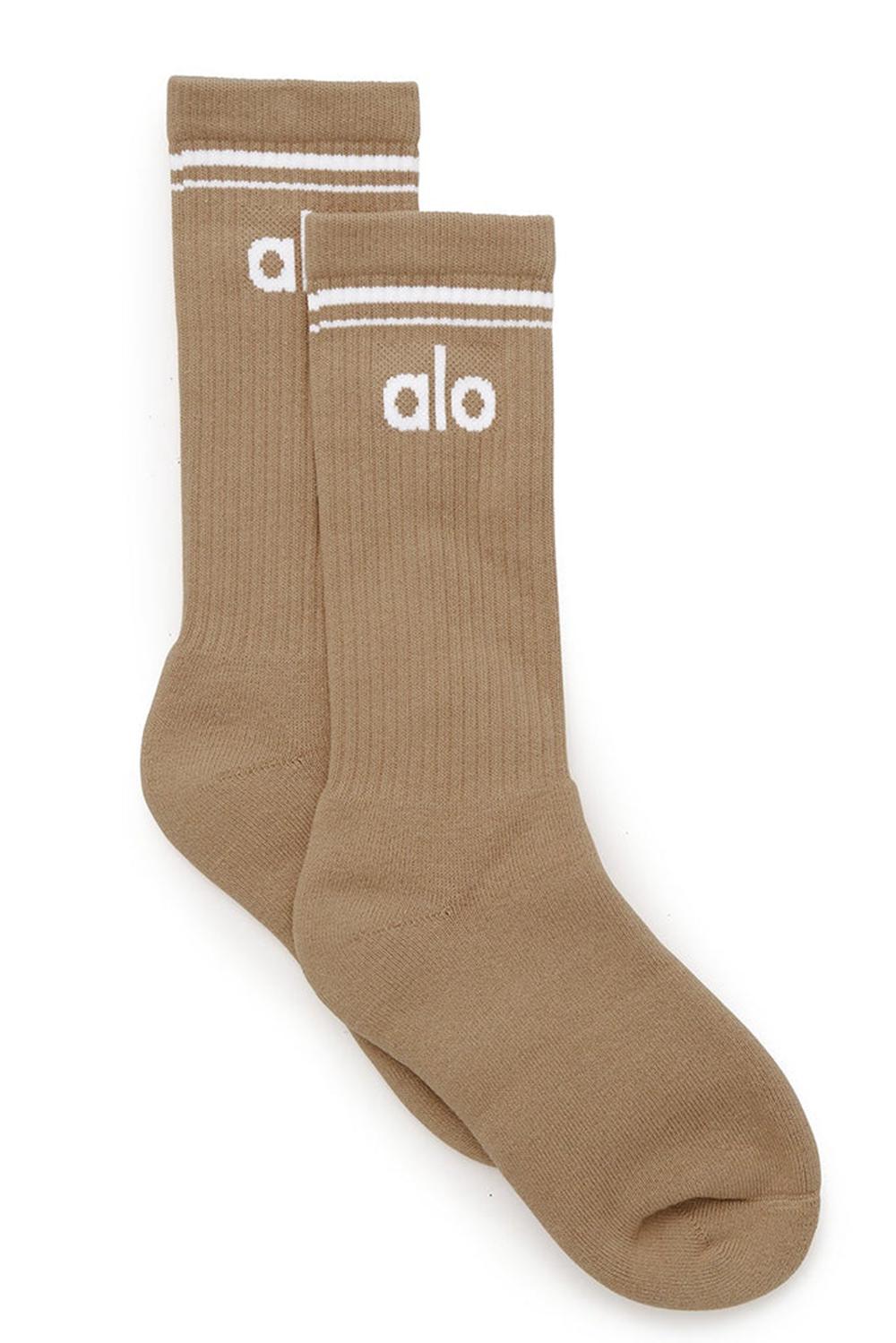 Men Alo Yoga Unisex Throwback Sock Gravel / White | India  05413-XWQH