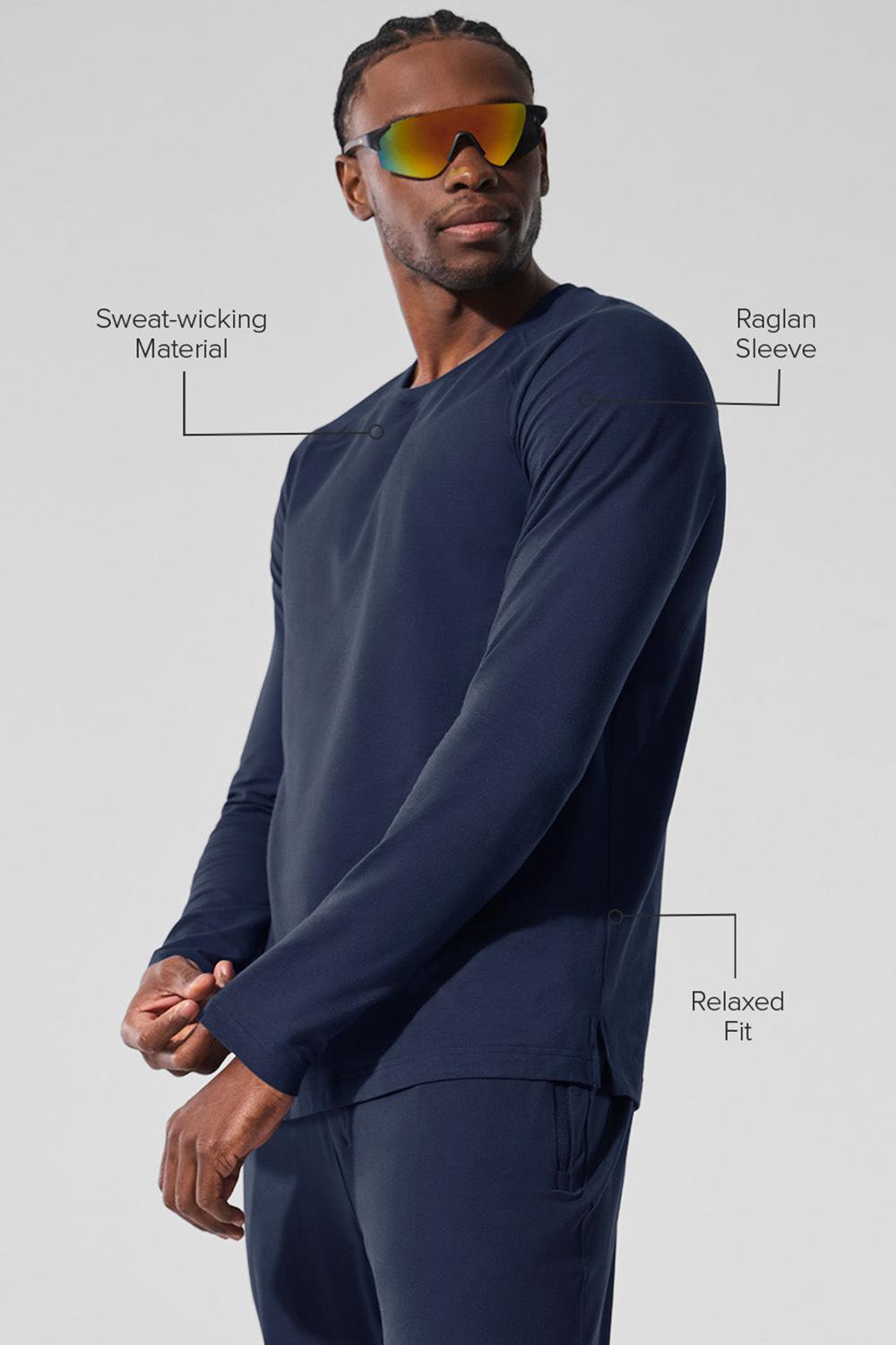 Men Alo Yoga Vapor Crewneck Long Sleeve Navy | India  10284-XIQP
