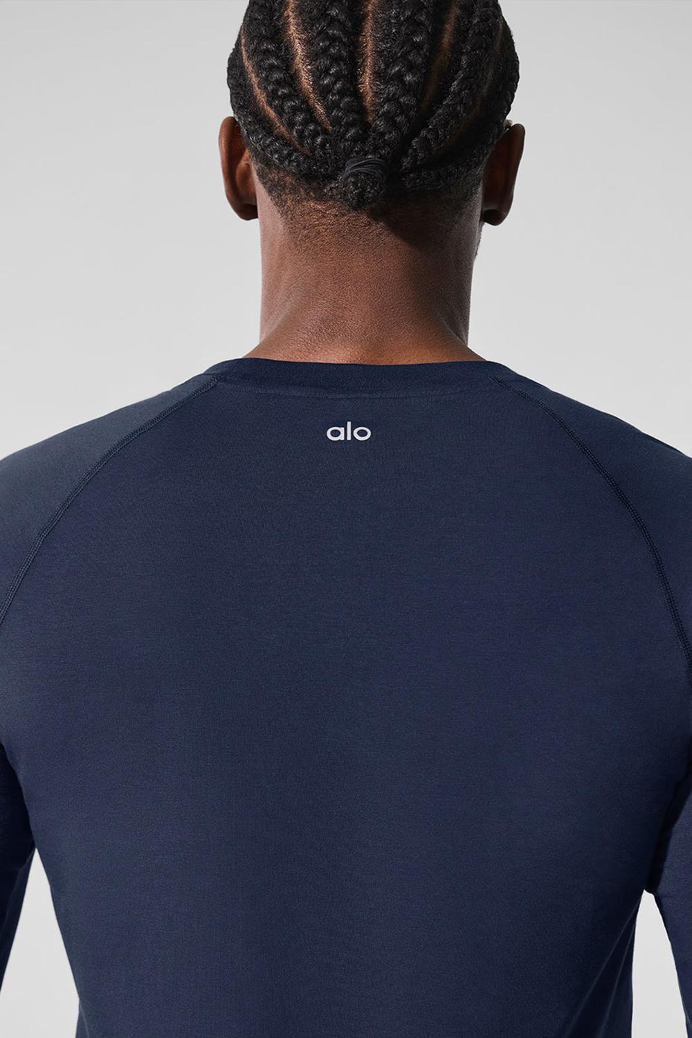 Men Alo Yoga Vapor Crewneck Long Sleeve Navy | India  10284-XIQP