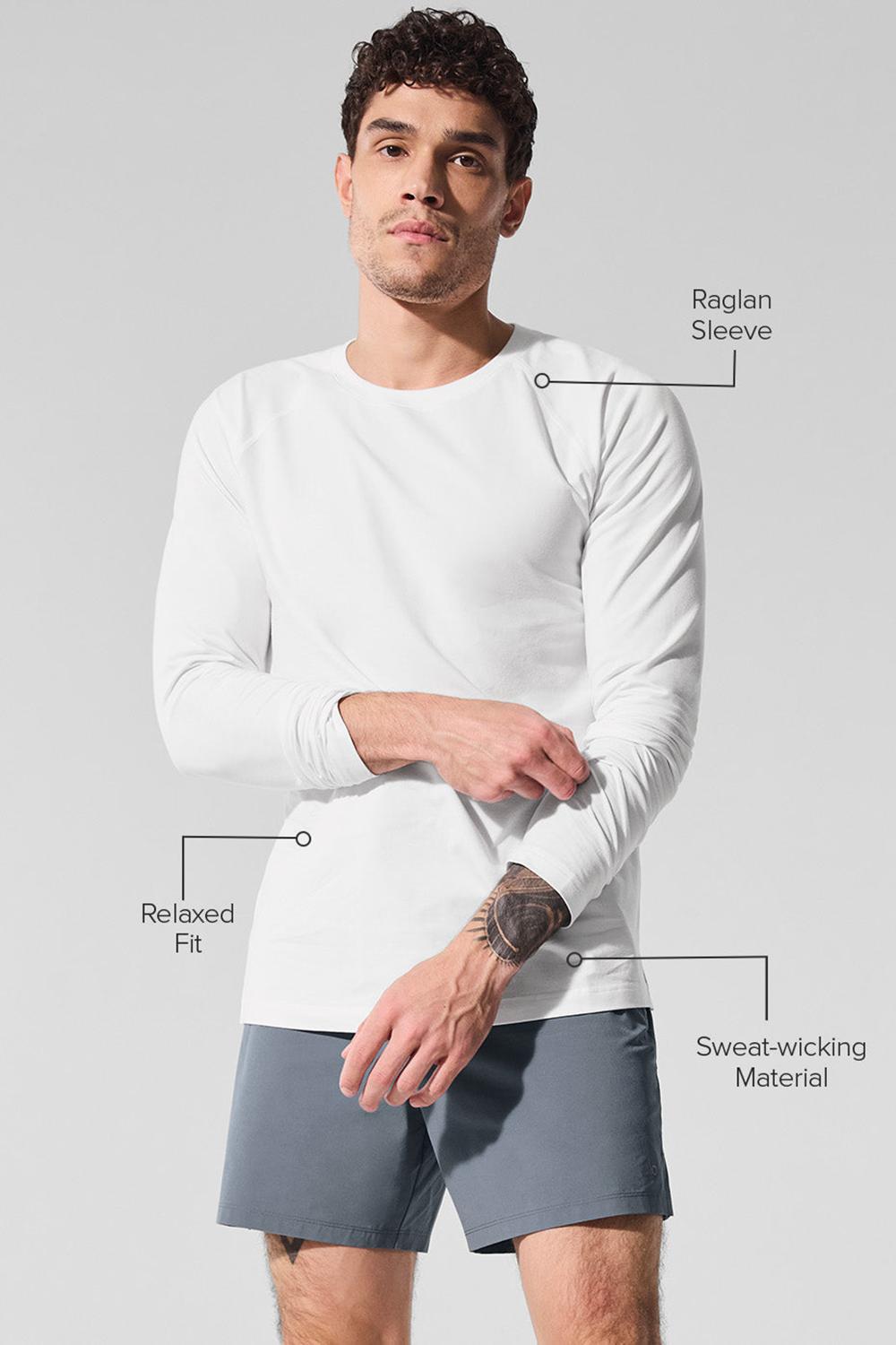Men Alo Yoga Vapor Crewneck Long Sleeve White | India  05972-BLDJ