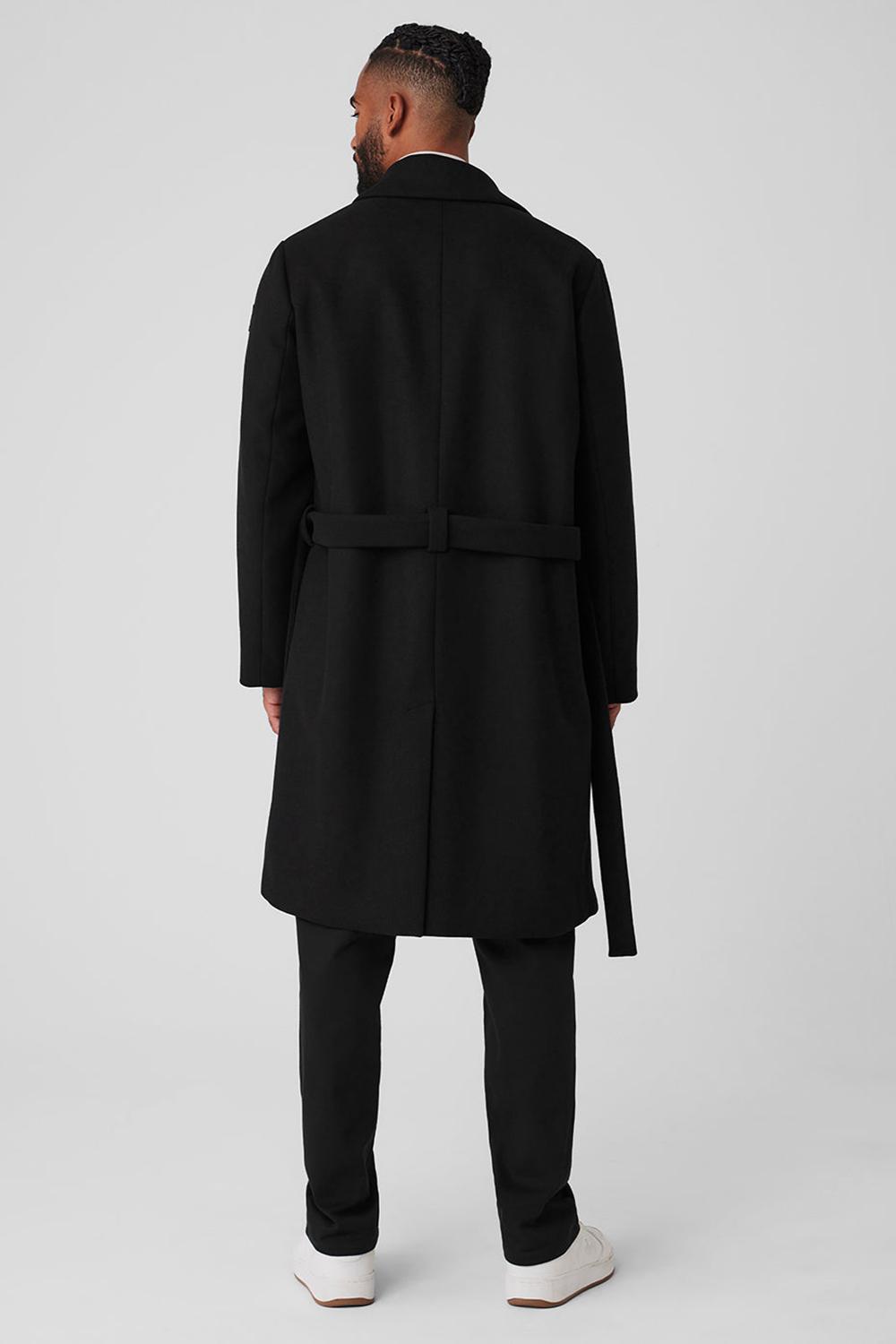 Men Alo Yoga Wool Gameday Overcoat Black | India  86214-RUIO