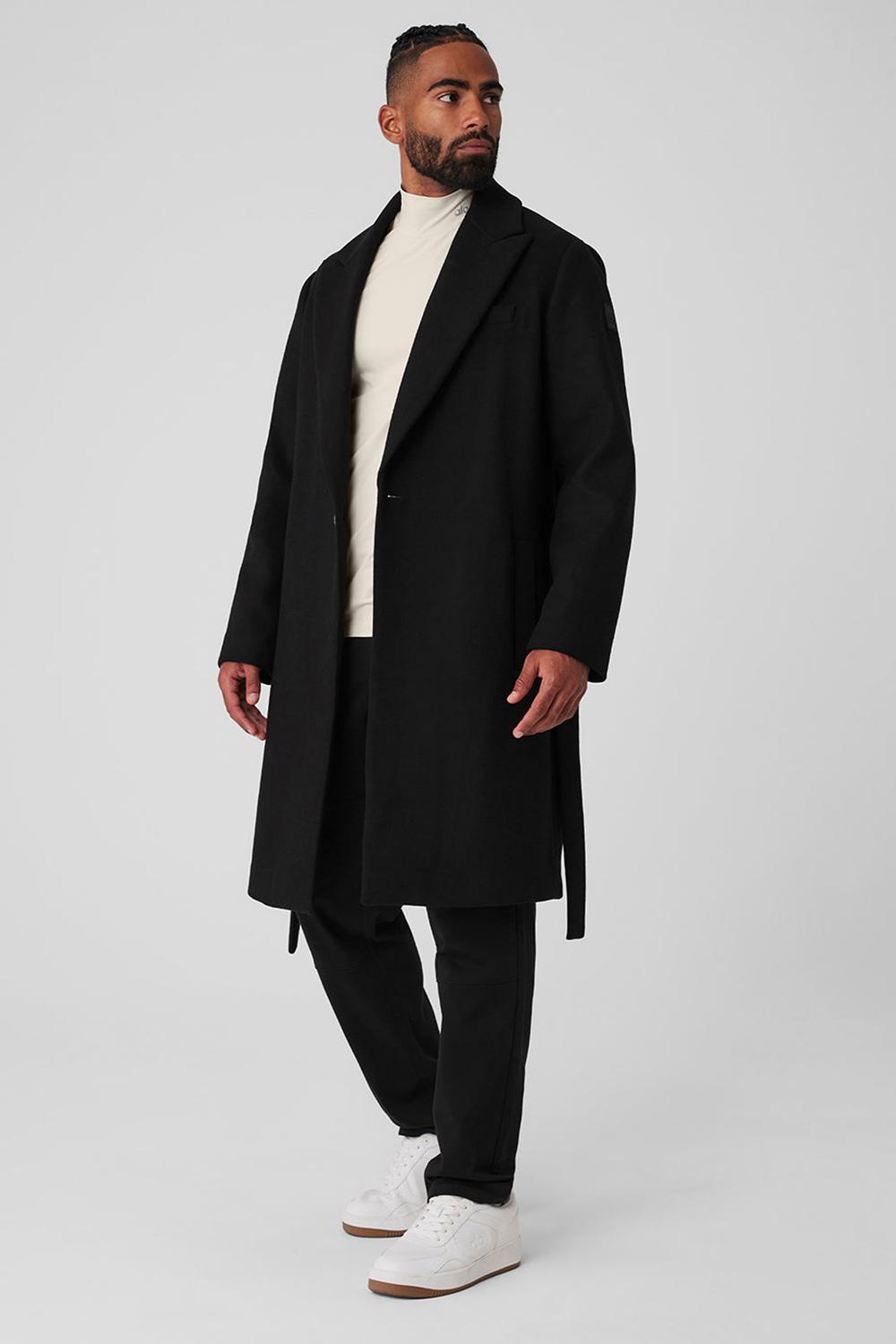 Men Alo Yoga Wool Gameday Overcoat Black | India  86214-RUIO