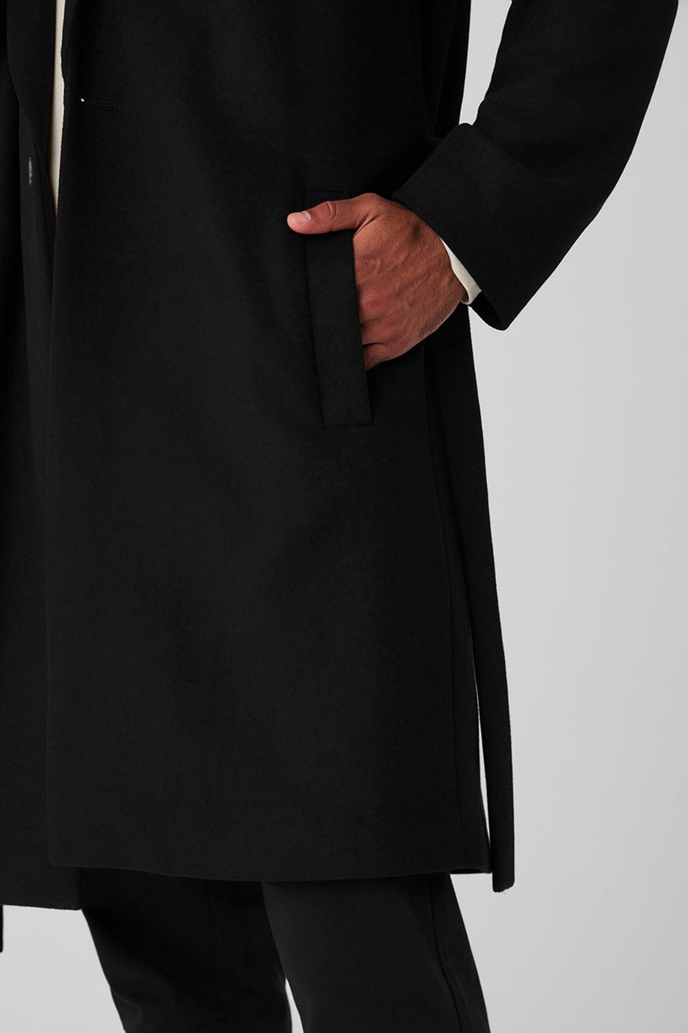 Men Alo Yoga Wool Gameday Overcoat Black | India  86214-RUIO