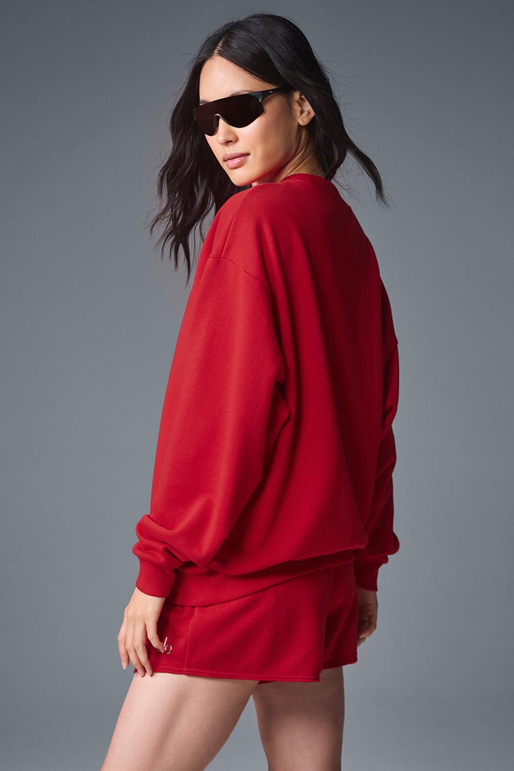 Women Alo Yoga Accolade Crew Neck Pullover Bold Red | India  73291-WIST