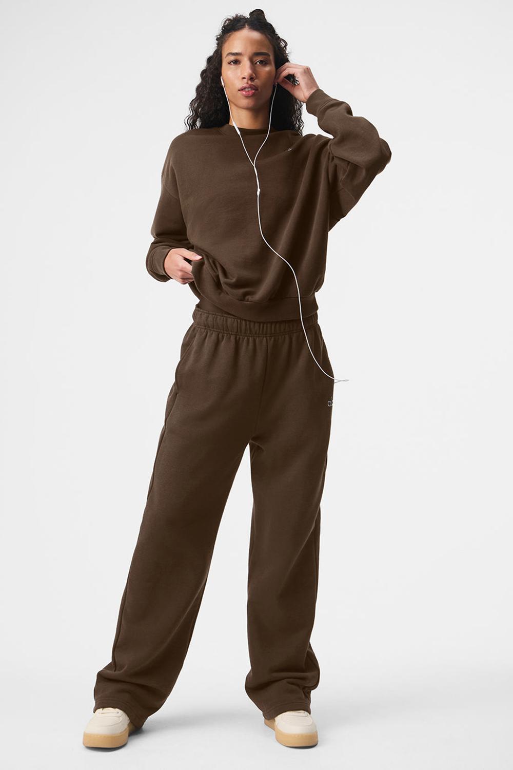 Women Alo Yoga Accolade Crew Neck Pullover Espresso | India  07856-XING