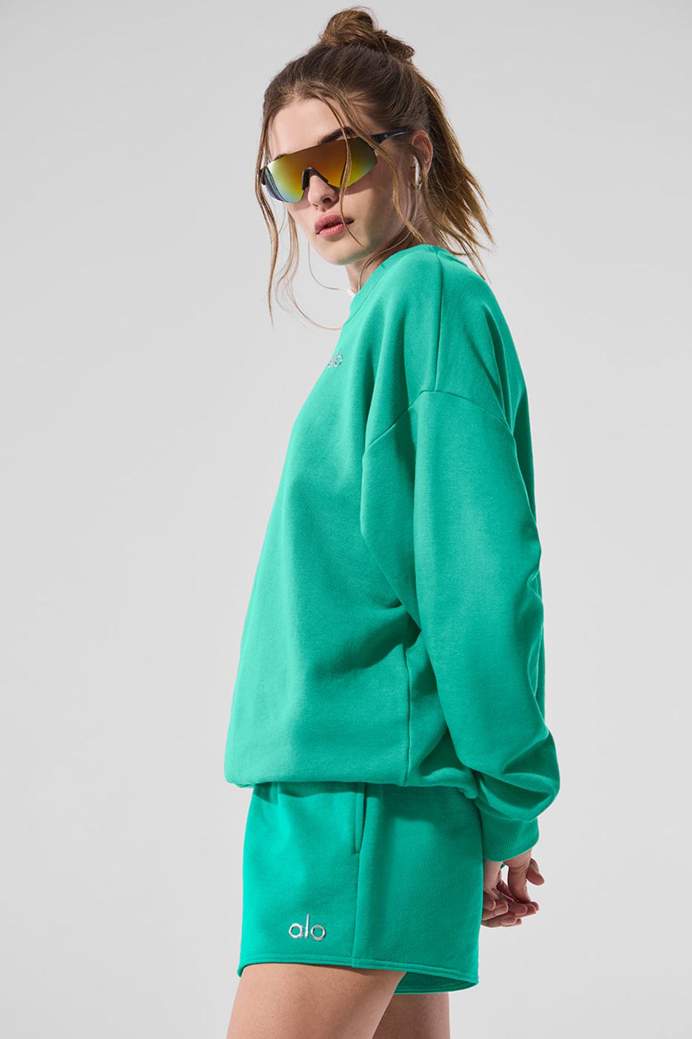 Women Alo Yoga Accolade Crew Neck Pullover Spruce Green | India  10749-ZYRP