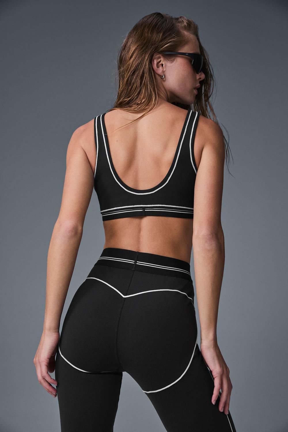 Women Alo Yoga Airbrush Heart Throb Bra Black / White | India  58492-DOFZ