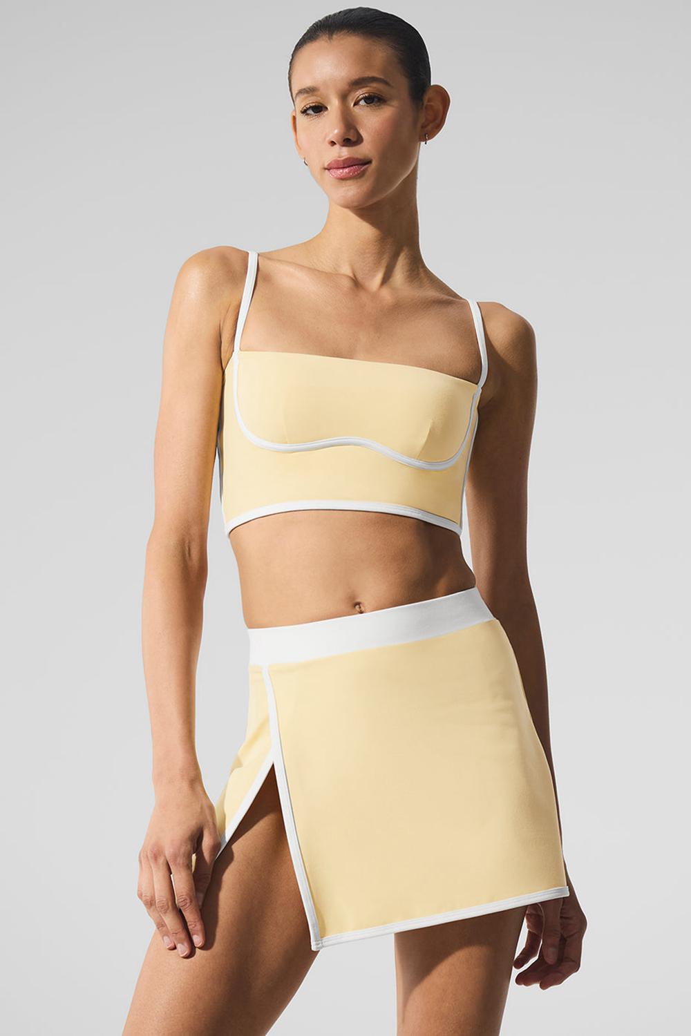 Women Alo Yoga Airbrush Streamlined Bra Tank Warm Butter / White | India  13847-WXCO