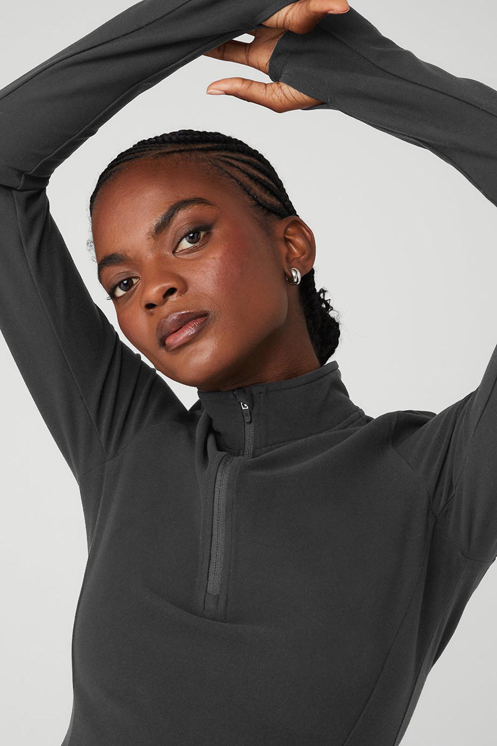 Women Alo Yoga Alosoft 1/2 Zip Rapid Pullover Anthracite | India  01526-KDQB