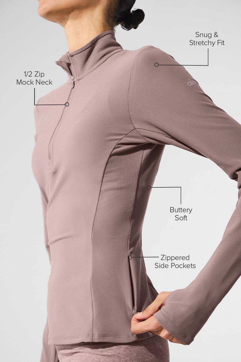 Women Alo Yoga Alosoft 1/2 Zip Rapid Pullover Mushroom | India  09713-AZMY
