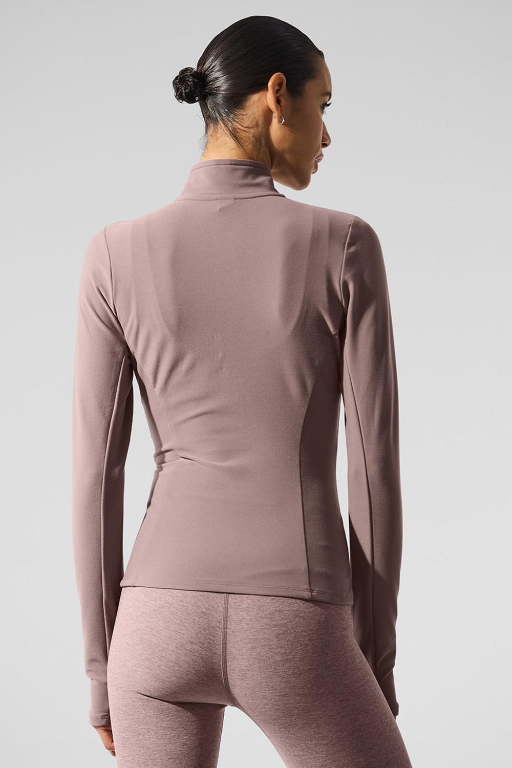 Women Alo Yoga Alosoft 1/2 Zip Rapid Pullover Mushroom | India  09713-AZMY
