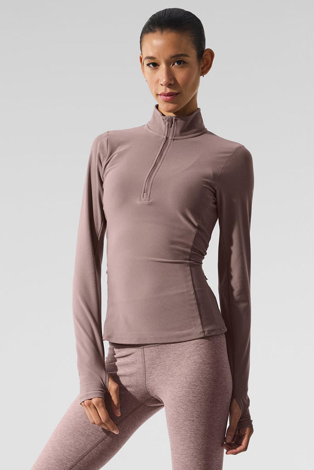 Women Alo Yoga Alosoft 1/2 Zip Rapid Pullover Mushroom | India  09713-AZMY