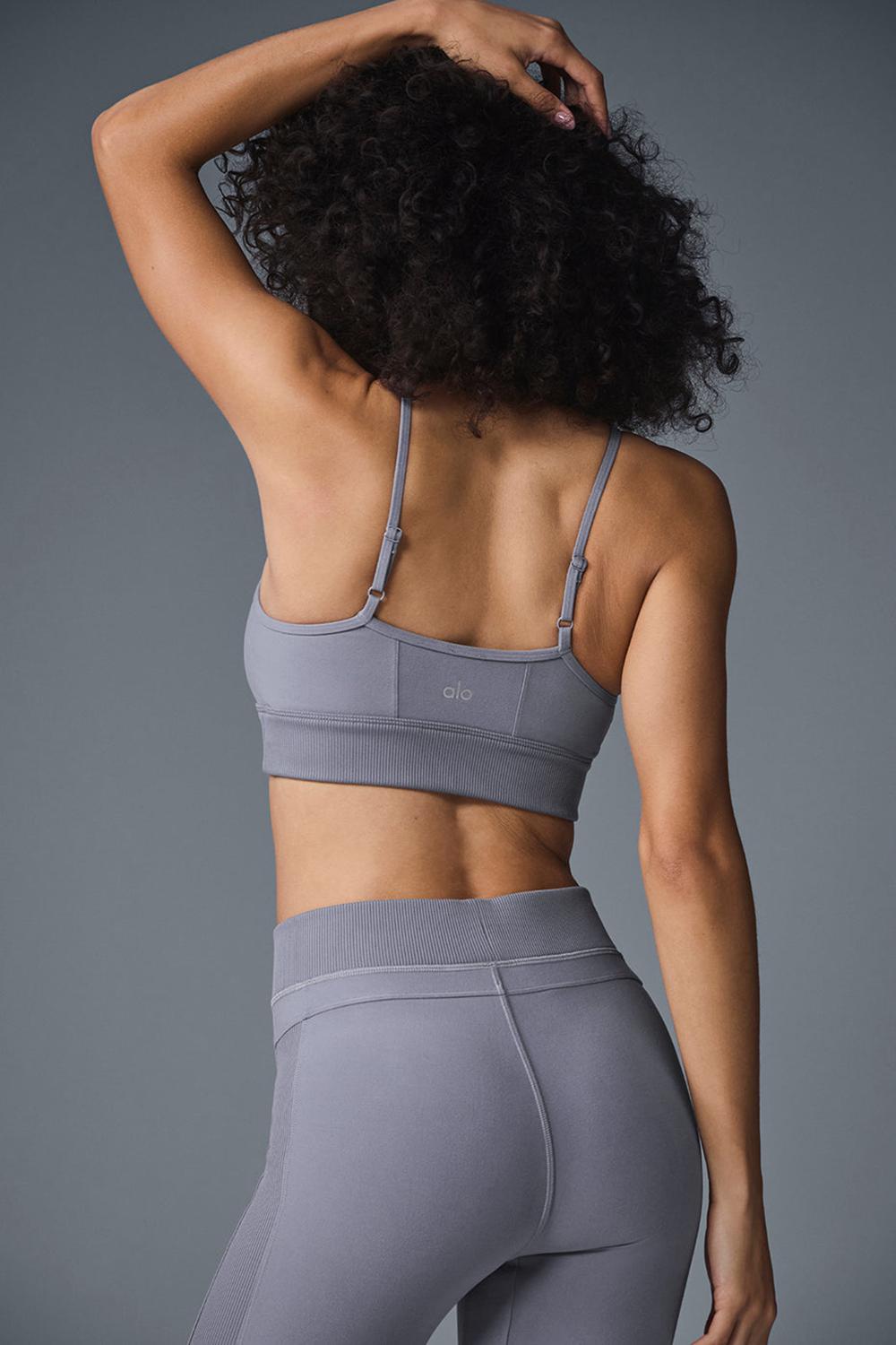 Women Alo Yoga Alosoft Head Start Bra Fog | India  67812-BMRQ