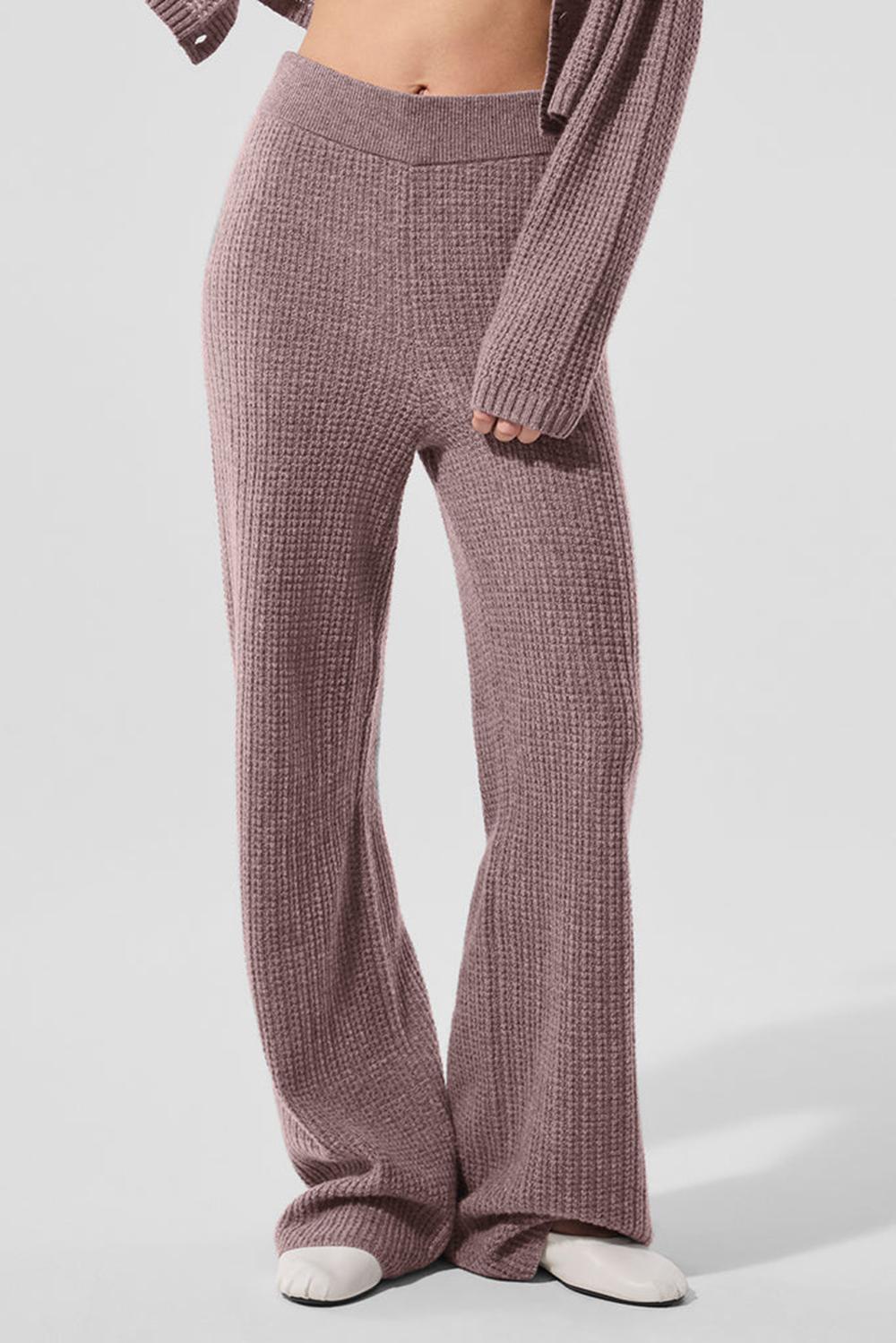 Women Alo Yoga Cashmere High-Waist Plush Waffle Pant Mushroom Heather | India  18593-ZFTG