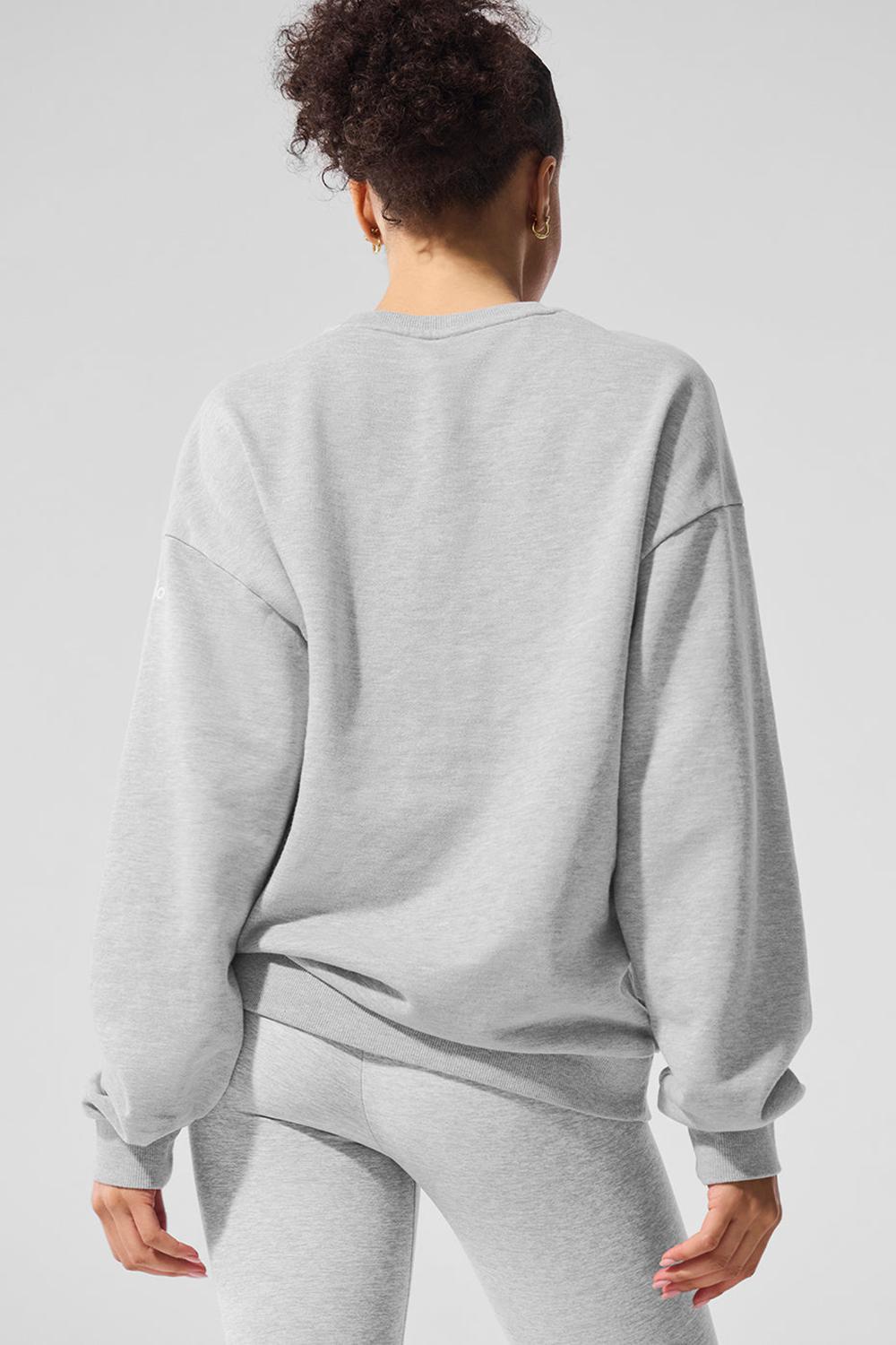 Women Alo Yoga Chill Crew Neck Pullover Athletic Heather Grey | India  87462-CMRF