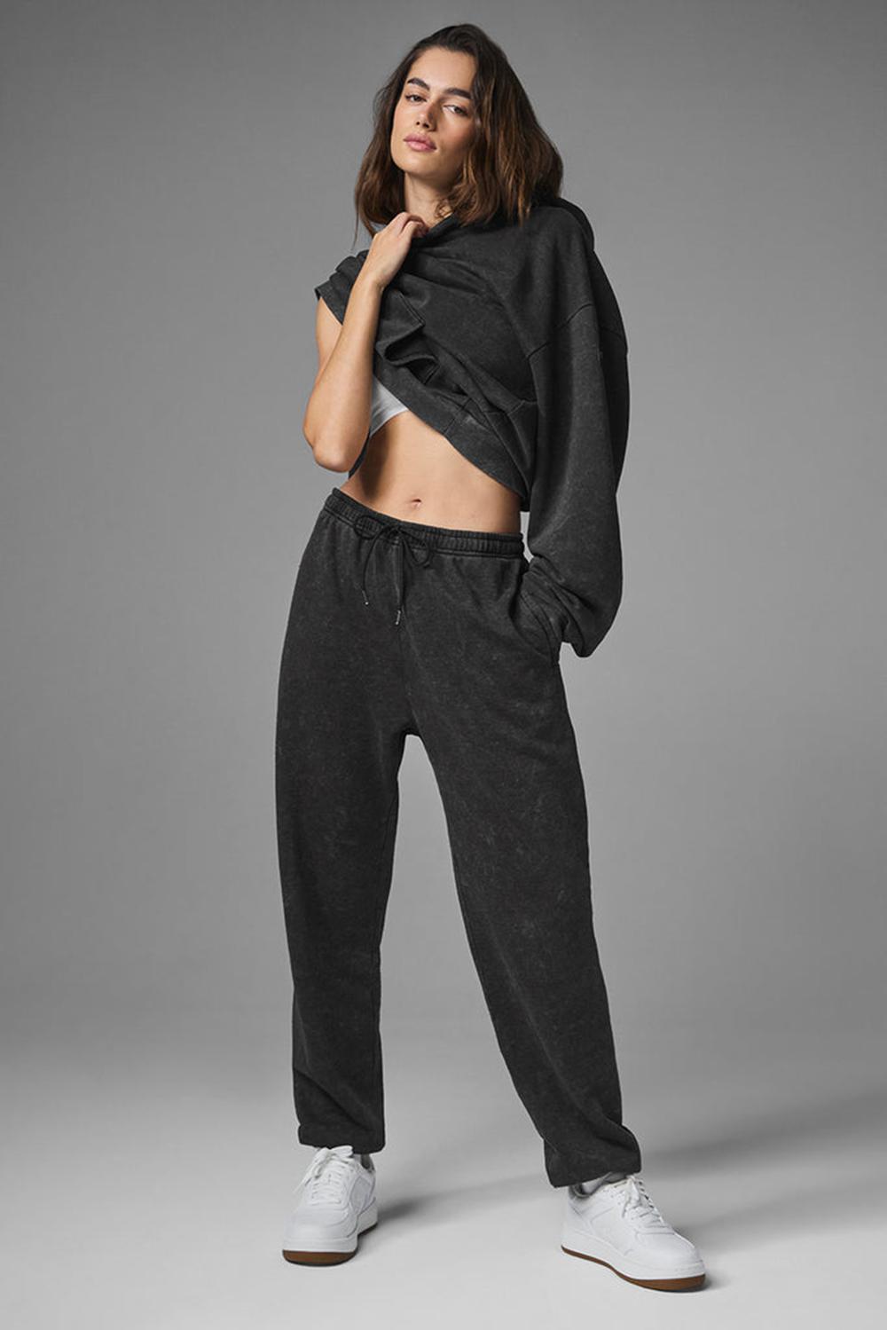 Women Alo Yoga Chill Vintage Wash Sweatpant Black Wash | India  96048-CSGN
