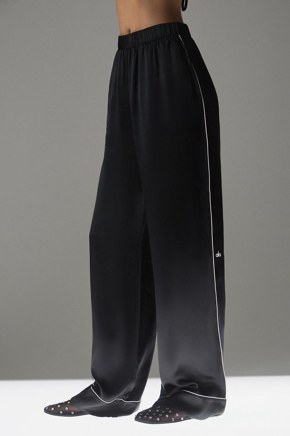 Women Alo Yoga Courchevel Silk Pant Black / Ivory | India  47306-VTBI