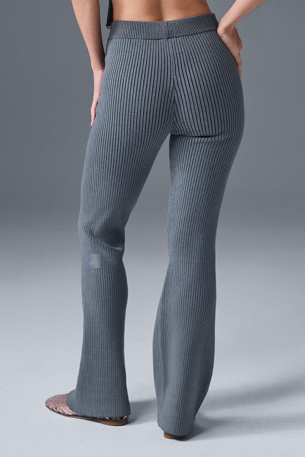 Women Alo Yoga Denim Knit High-Waist Flare Pant Steel Grey / Anthracite | India  30816-OZLN