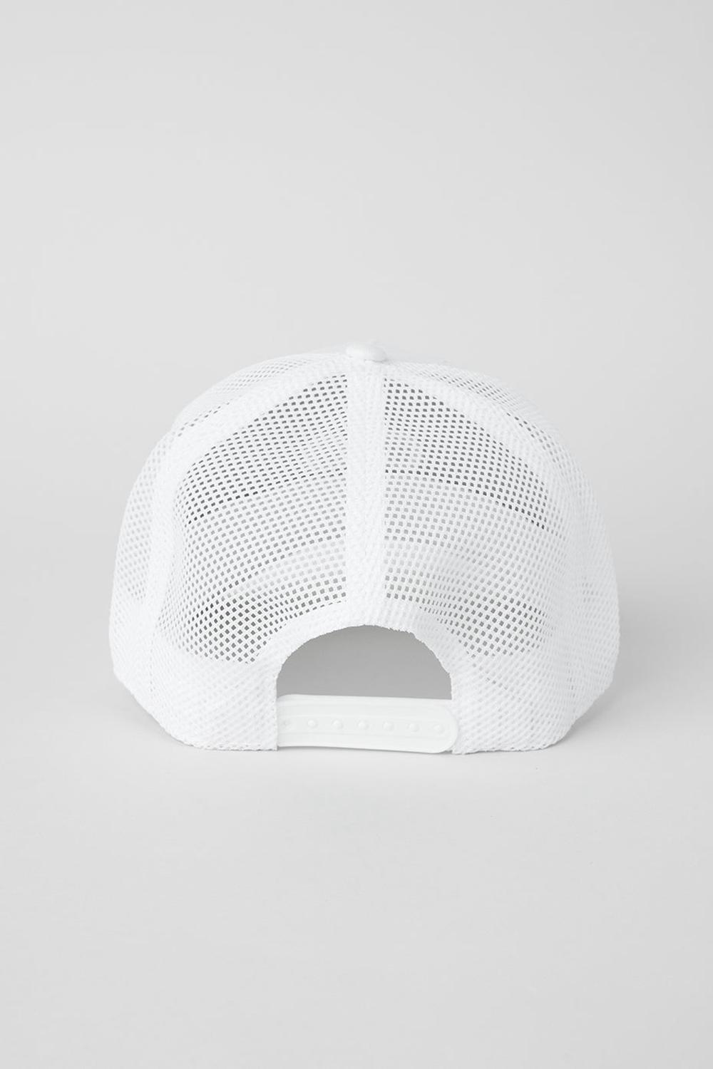 Women Alo Yoga District Trucker Hat White / White | India  75214-DSKT