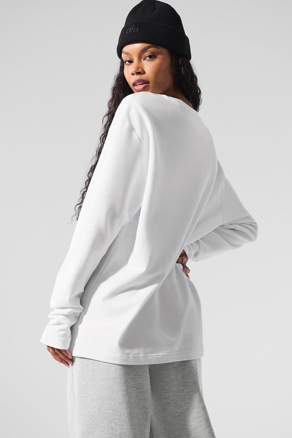 Women Alo Yoga Double Take Crew Long Sleeve White | India  02914-KCGY