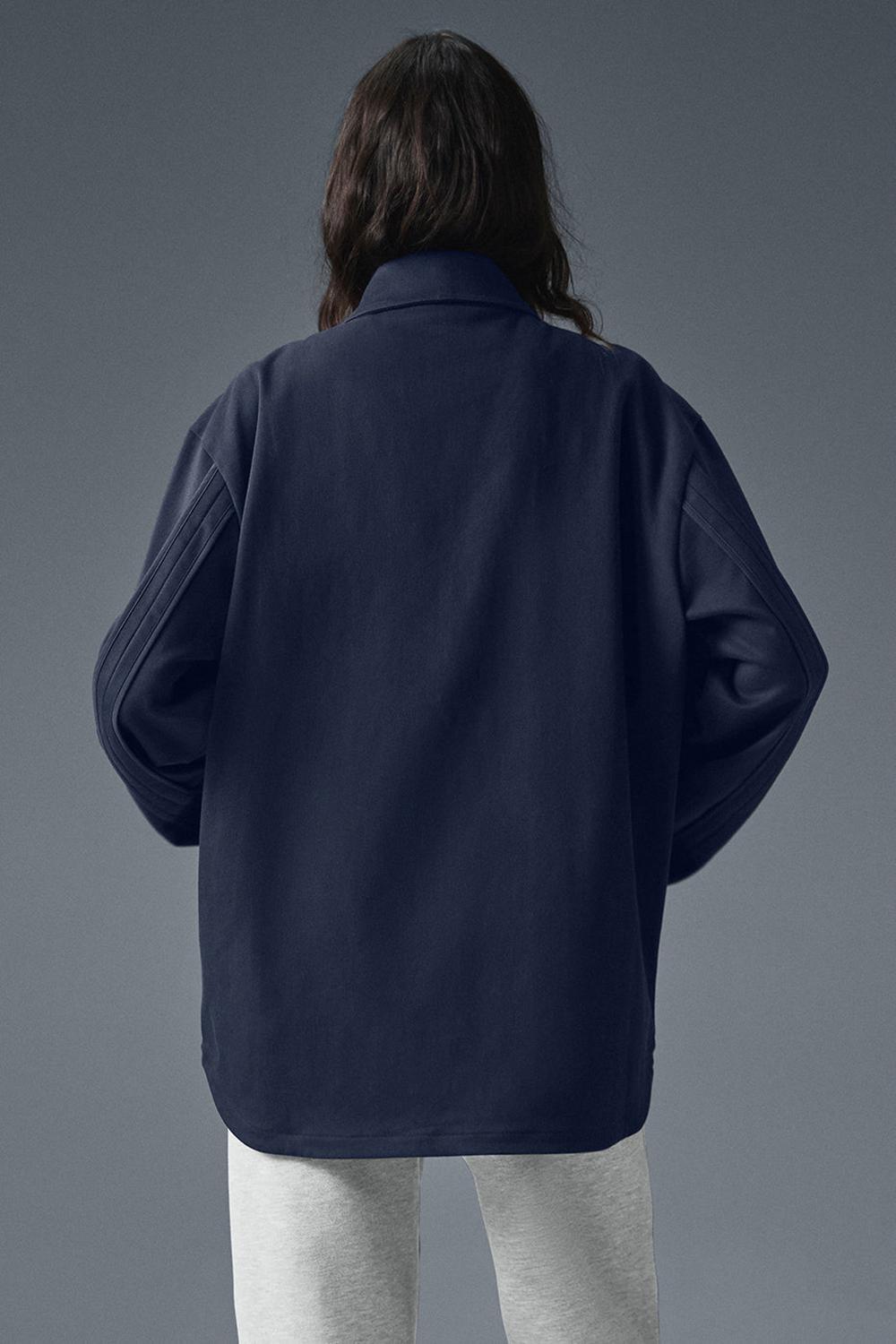 Women Alo Yoga Edition Sueded Jacket Navy | India  01437-NFMR