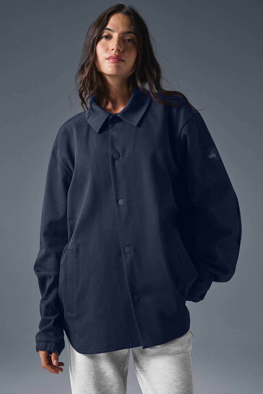 Women Alo Yoga Edition Sueded Jacket Navy | India  01437-NFMR