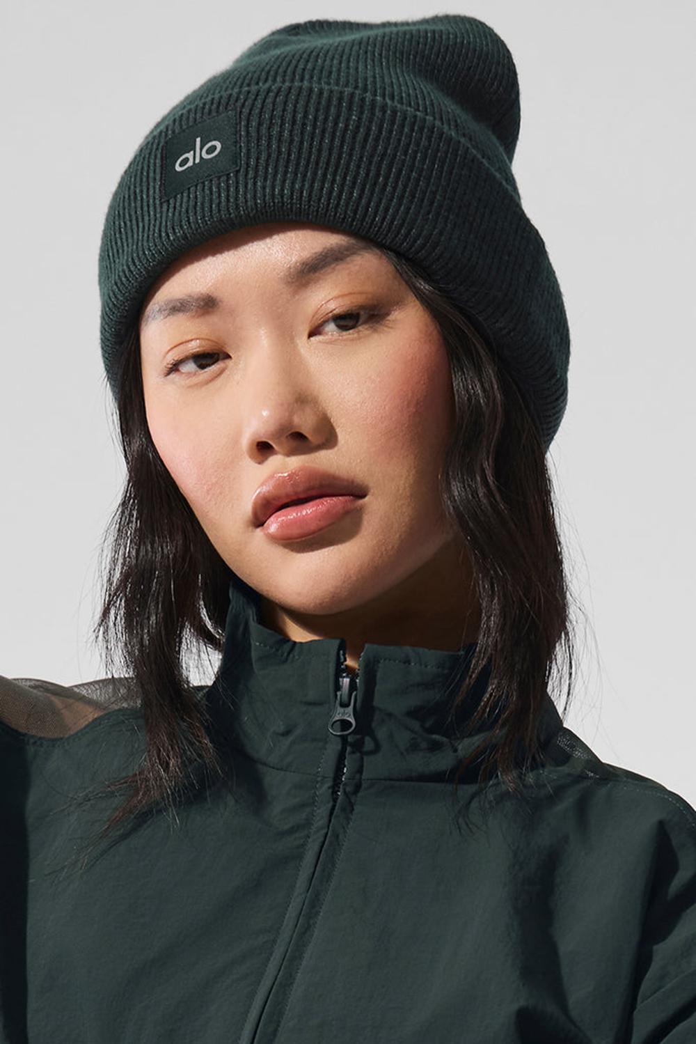 Women Alo Yoga Everyday Beanie Charcoal Green | India  74012-JPDK