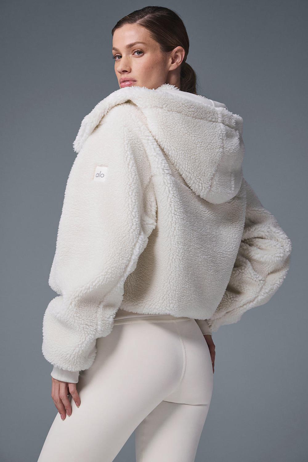 Women Alo Yoga Foxy Sherpa Jacket Ivory | India  20571-MRNG