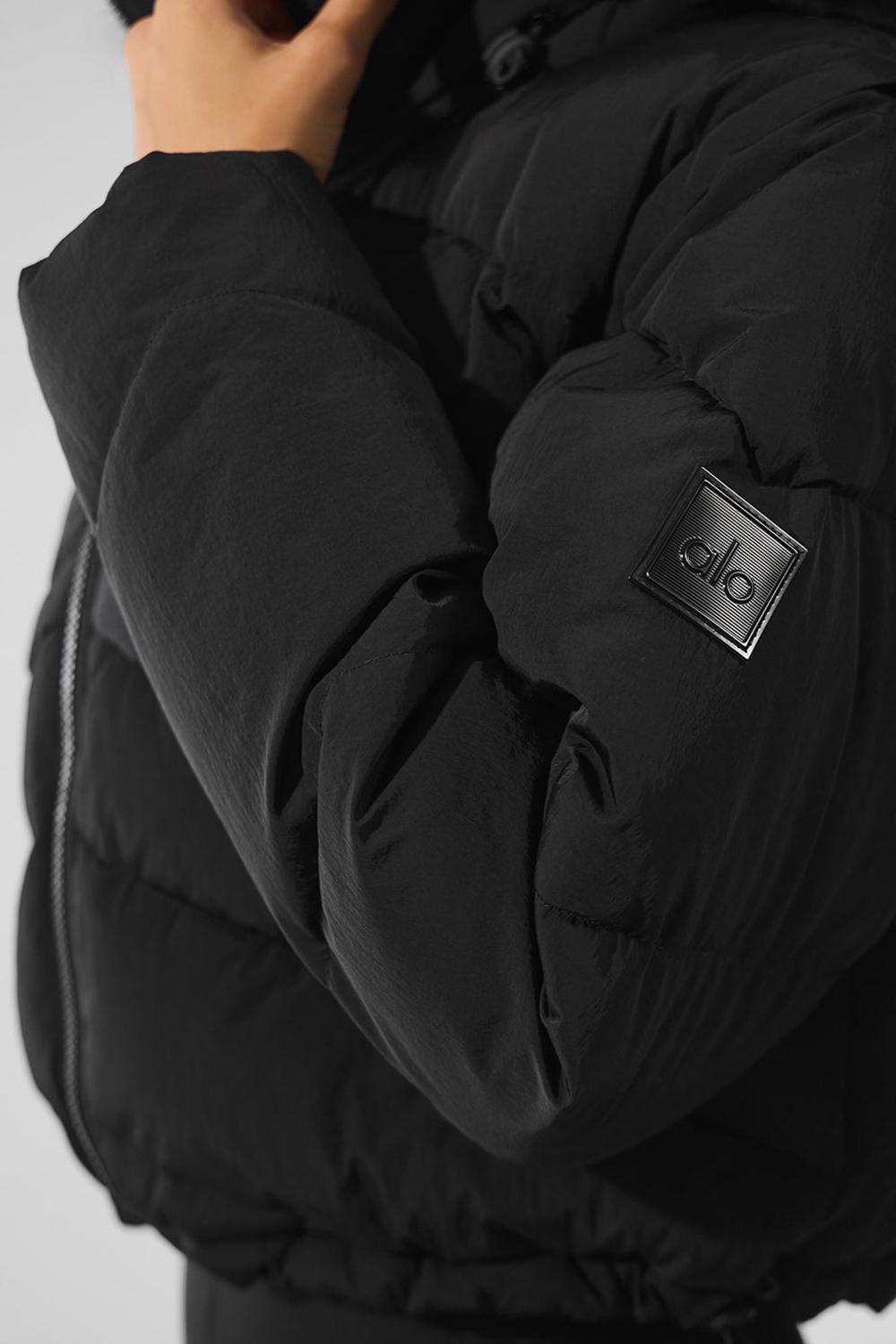 Women Alo Yoga Glacier Puffer Jacket Black | India  94826-JTOB