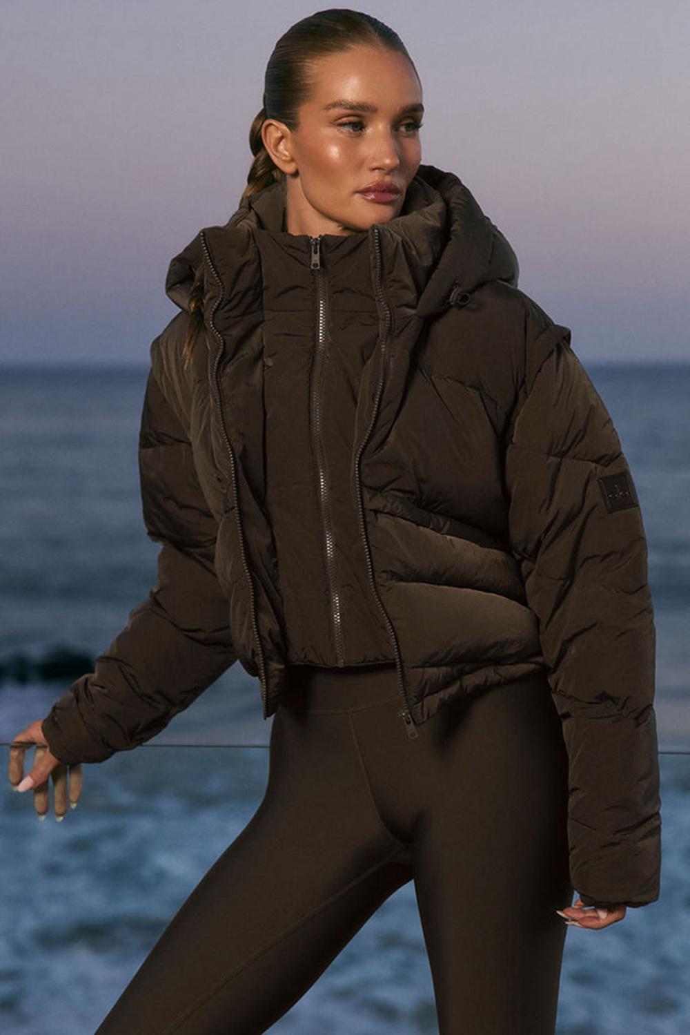 Women Alo Yoga Glacier Puffer Jacket Espresso | India  04195-GUKP