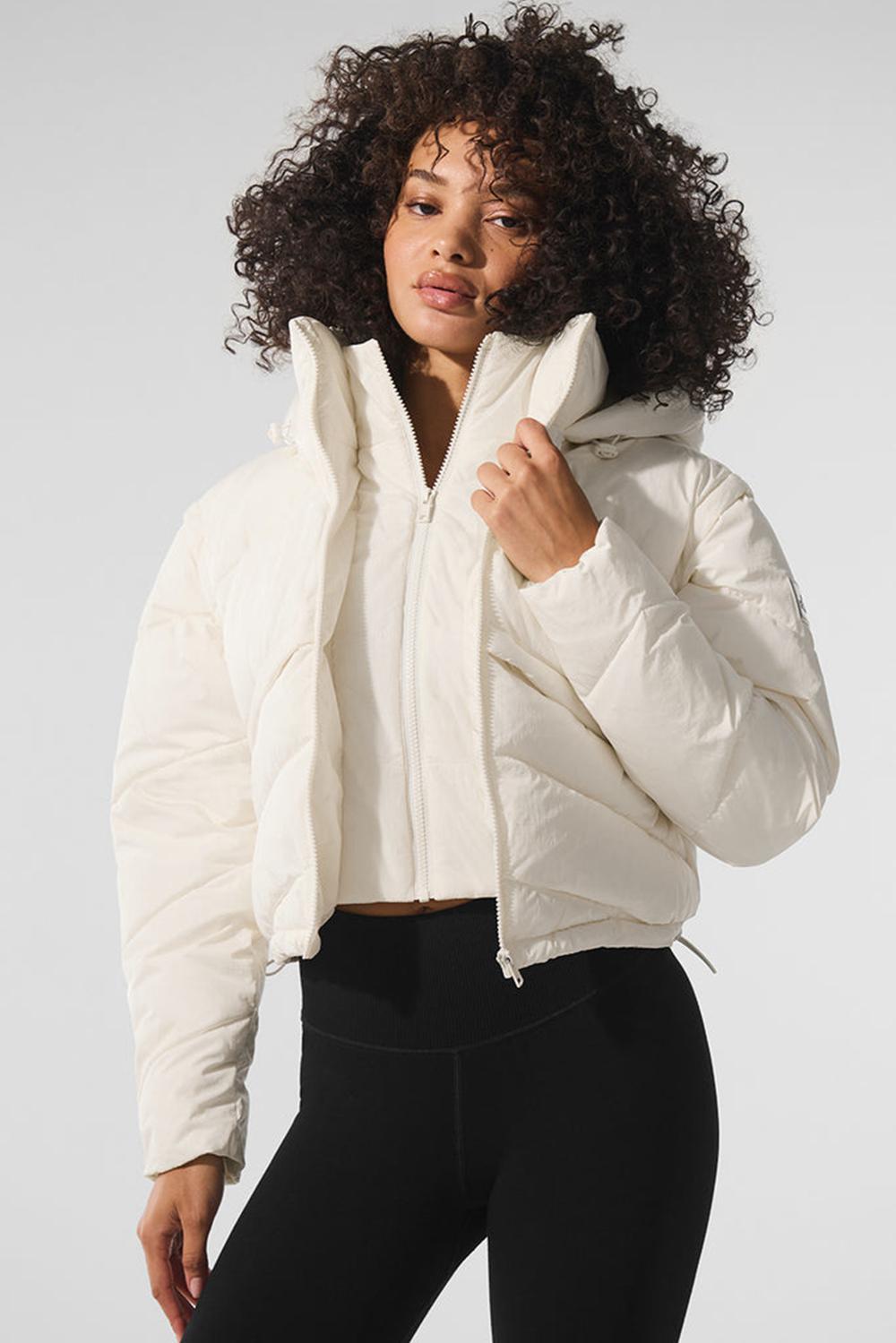Women Alo Yoga Glacier Puffer Jacket Ivory | India  79680-PLXO