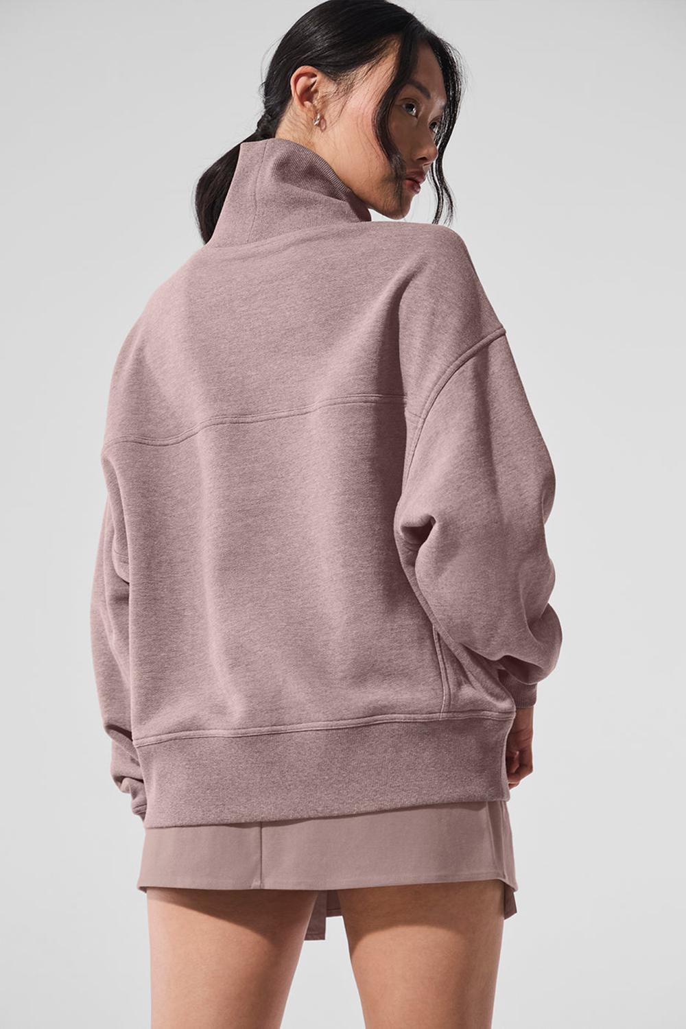 Women Alo Yoga Hazy Mock Neck Pullover Mushroom Heather | India  42596-TUDL
