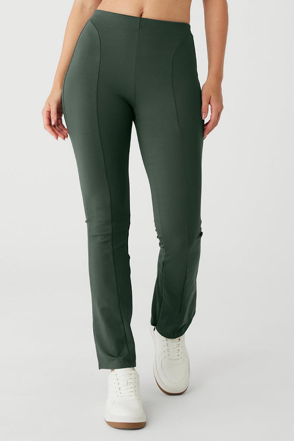 Women Alo Yoga High-Waist 7/8 Zip It Flare Legging Dark Cactus | India  74923-DVJS