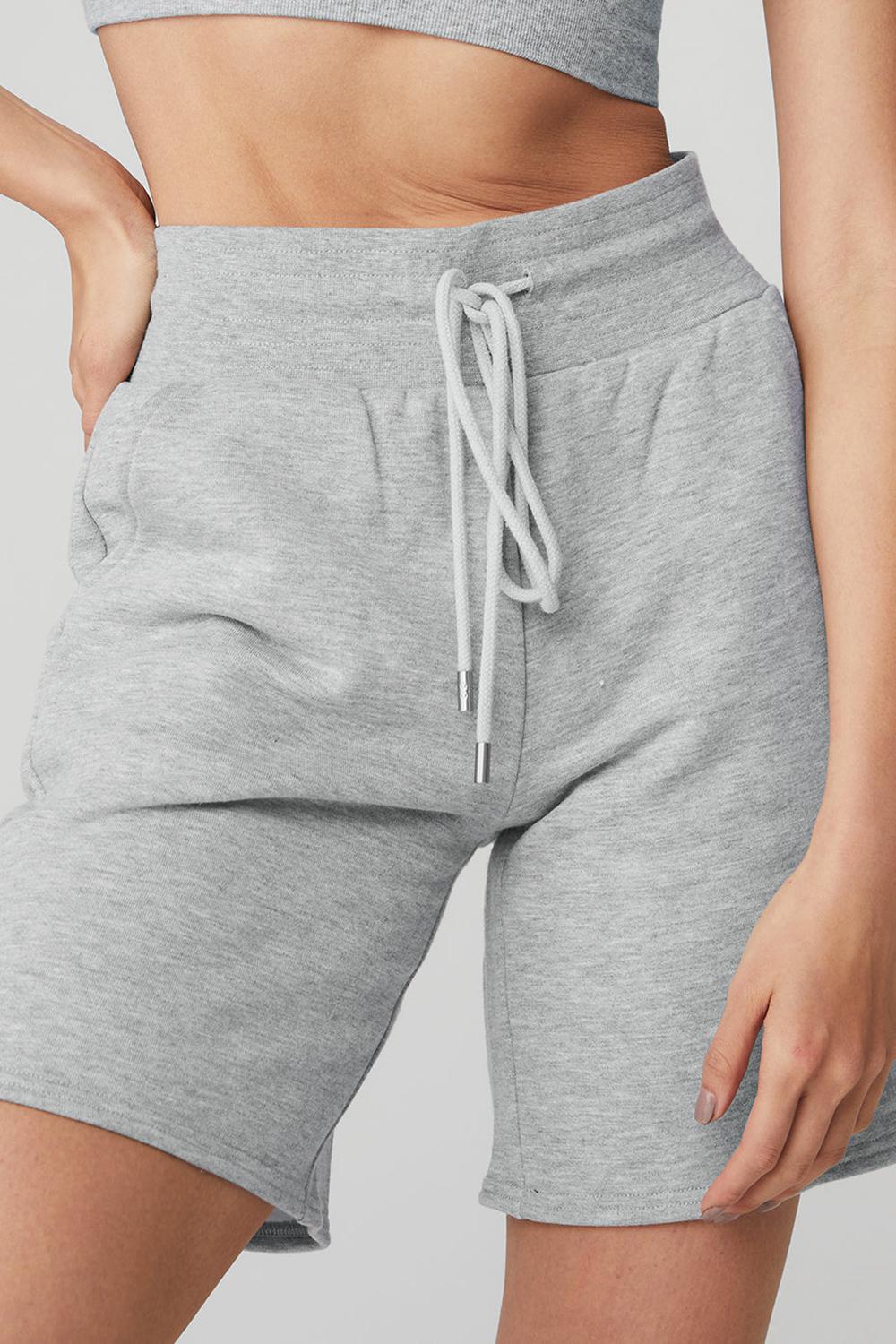 Women Alo Yoga High-Waist Easy Sweat Short Athletic Heather Grey | India  52938-BIYW