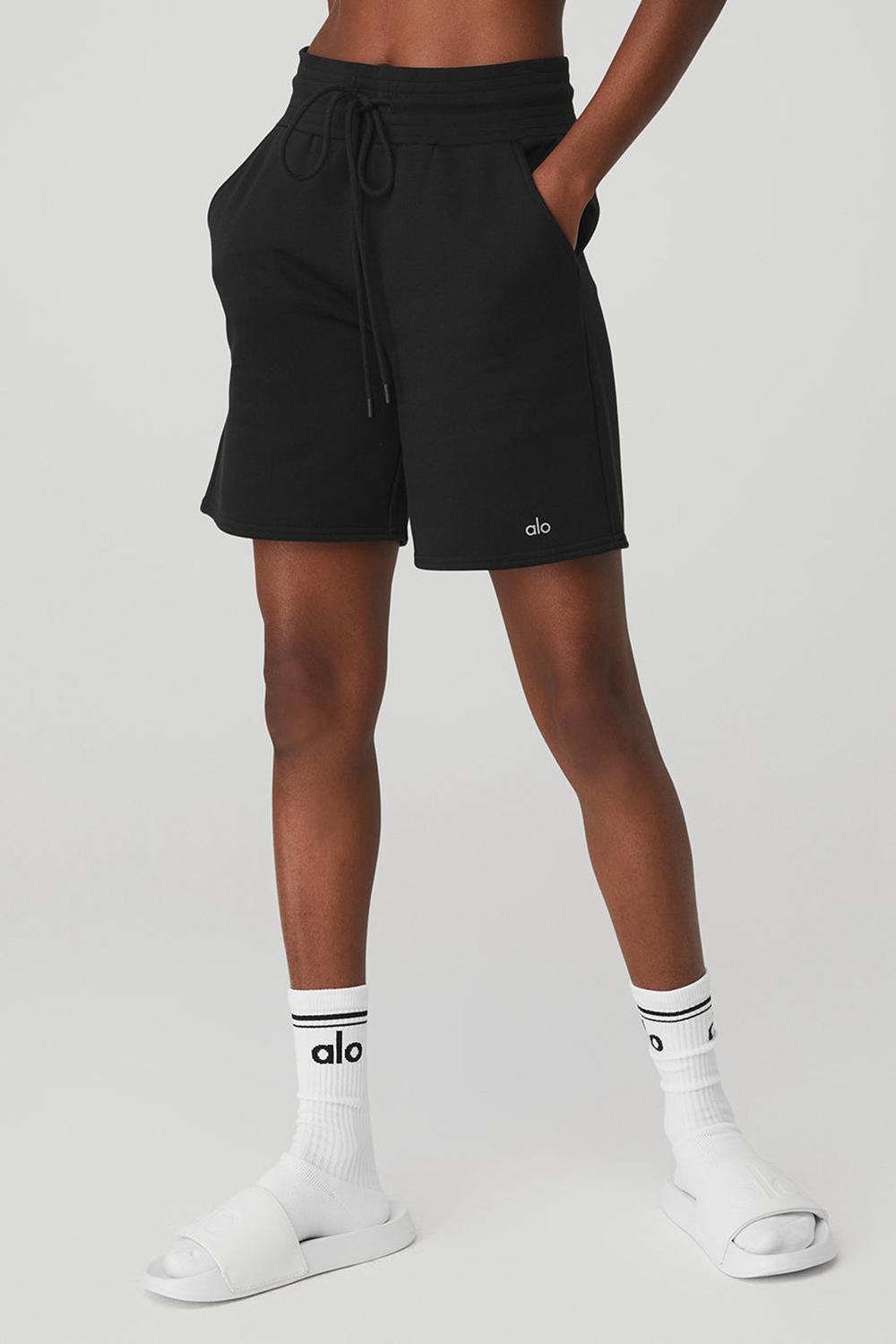 Women Alo Yoga High-Waist Easy Sweat Short Black | India  97602-KXPA