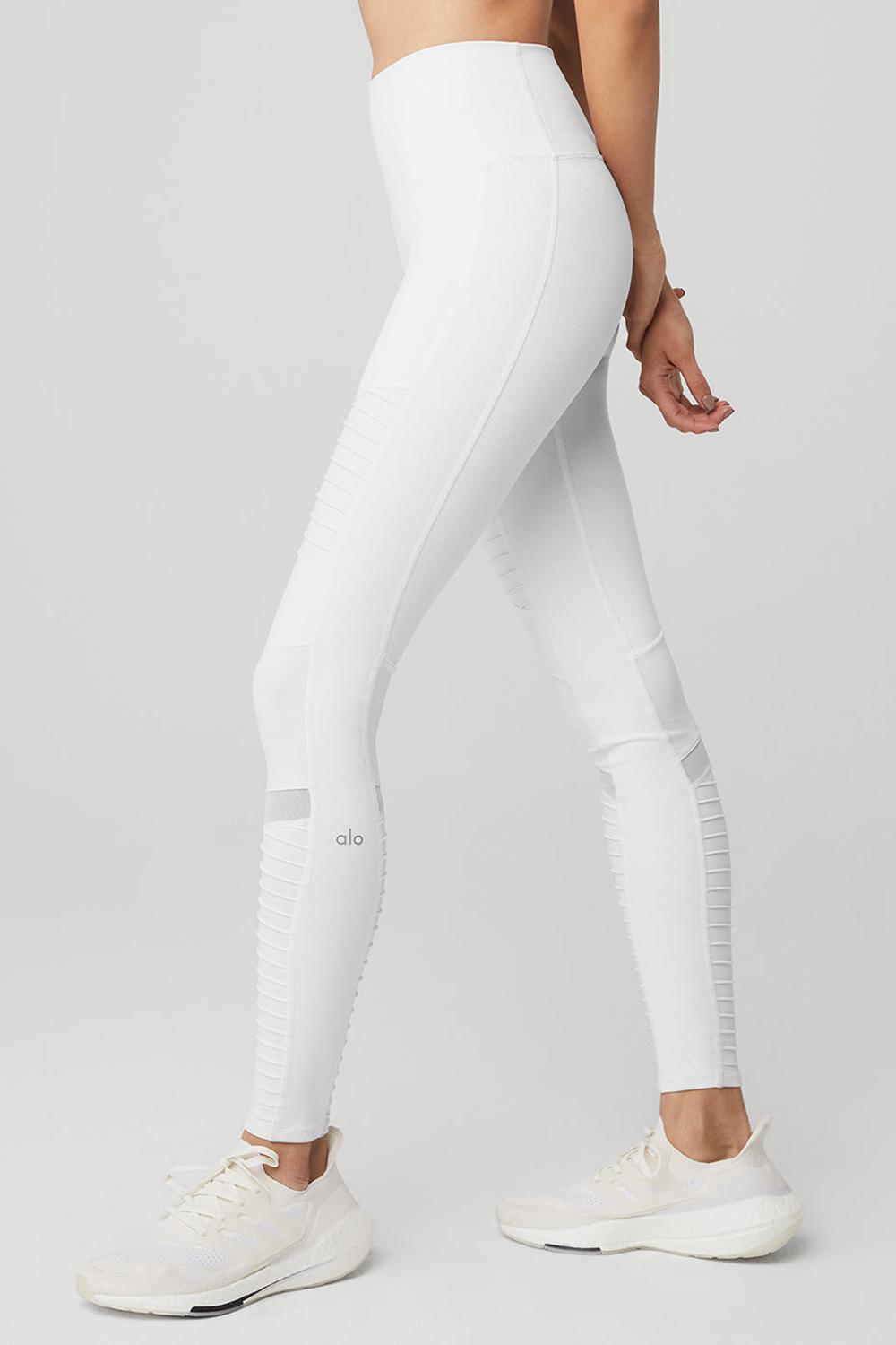 Women Alo Yoga High-Waist Moto Legging White / White Glossy | India  07294-ZILV