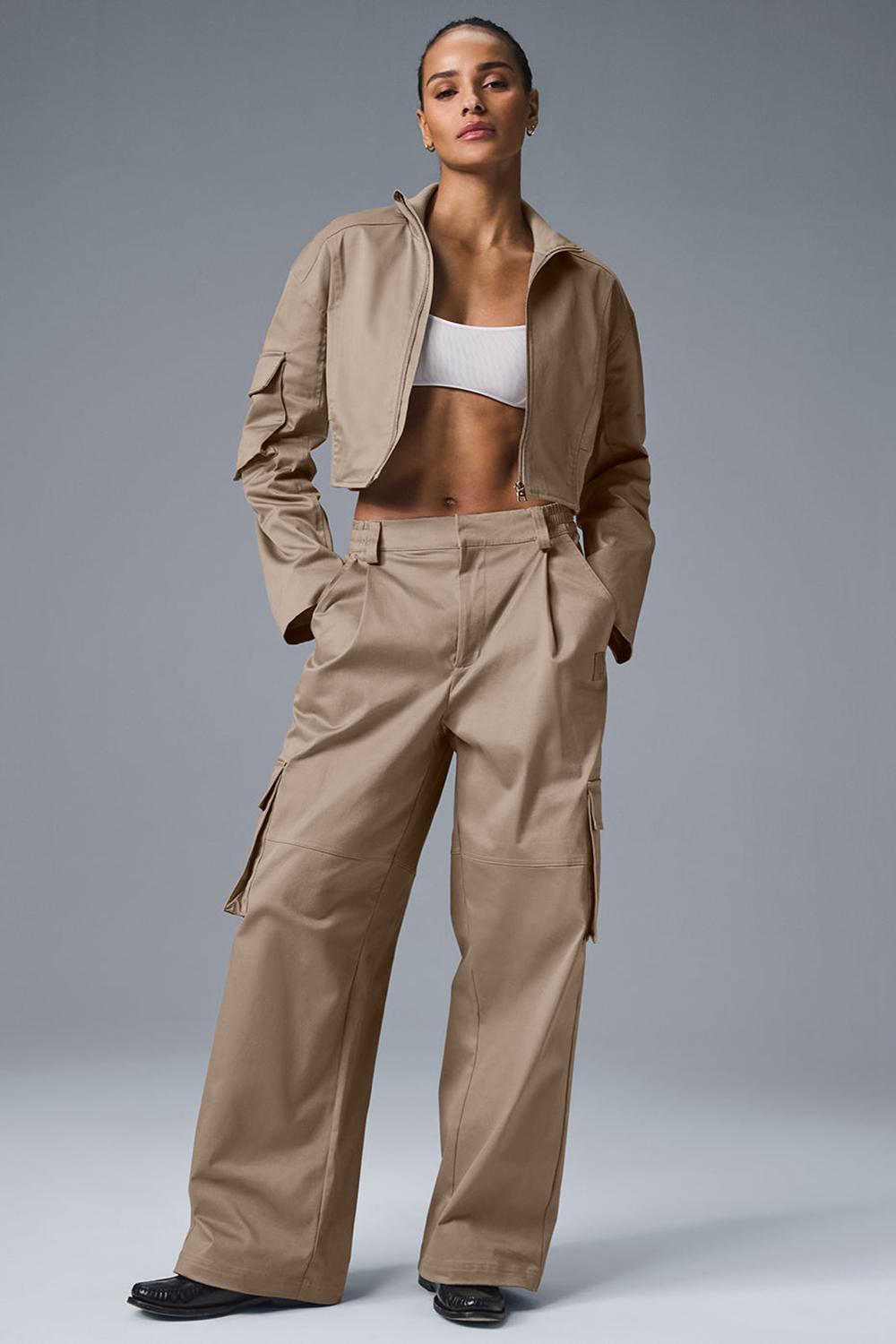 Women Alo Yoga High-Waist Night Out Cargo Pant Gravel | India  13690-KVBI
