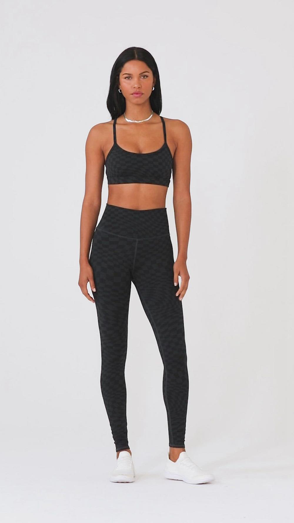 Women Alo Yoga Jacquard High-Waist Checkered Legging Black / Anthracite | India  25673-IPMX