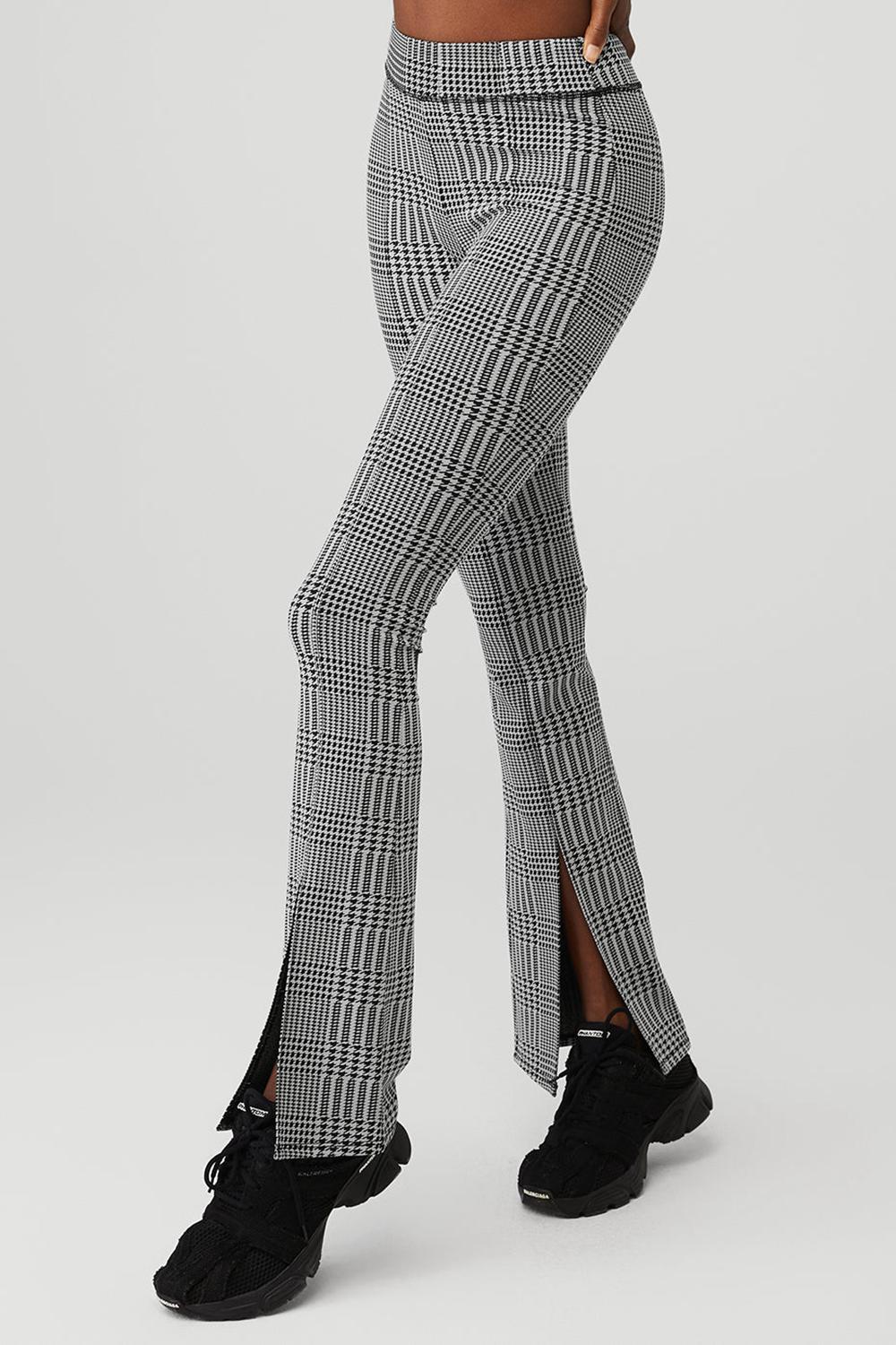 Women Alo Yoga Jacquard High-Waist Glenplaid Flutter Legging Titanium / Black | India  10978-MIUD