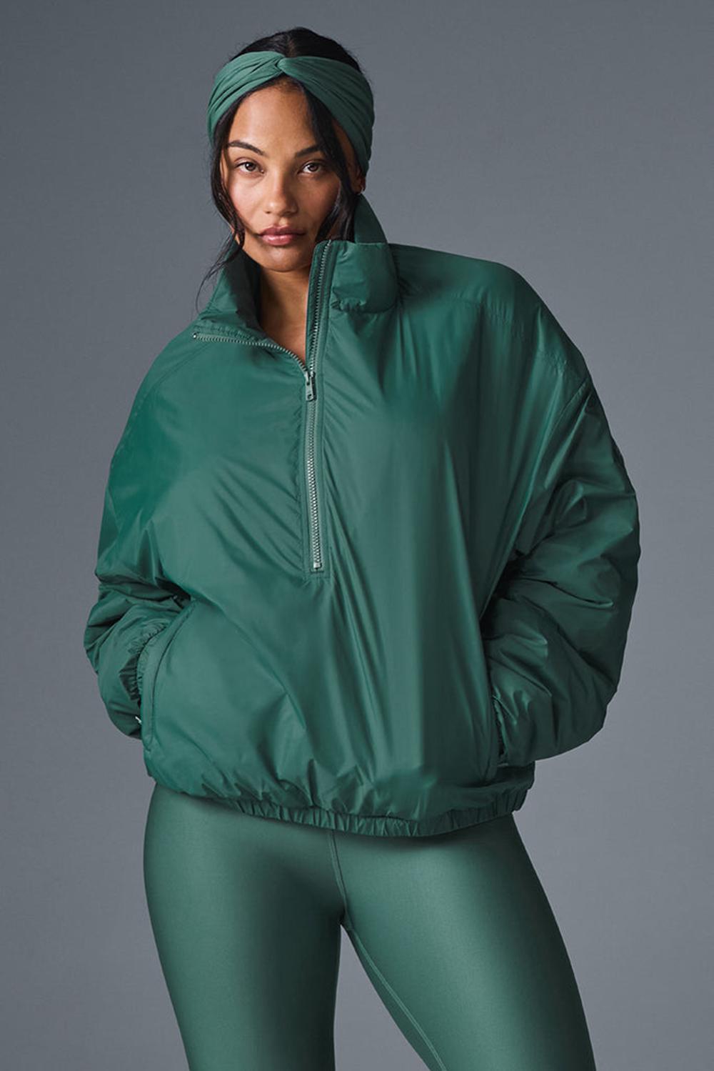 Women Alo Yoga Latitude Light Weight 1/2 Zip Pullover Jacket Winter Ivy | India  51427-CIHW