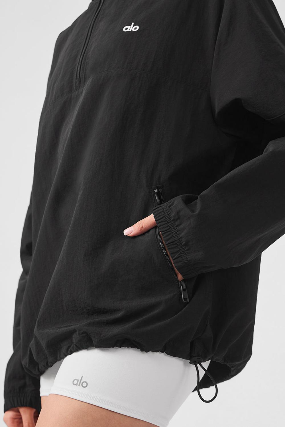 Women Alo Yoga Lightweight Takeaway Track Pullover Black | India  10384-SJWY