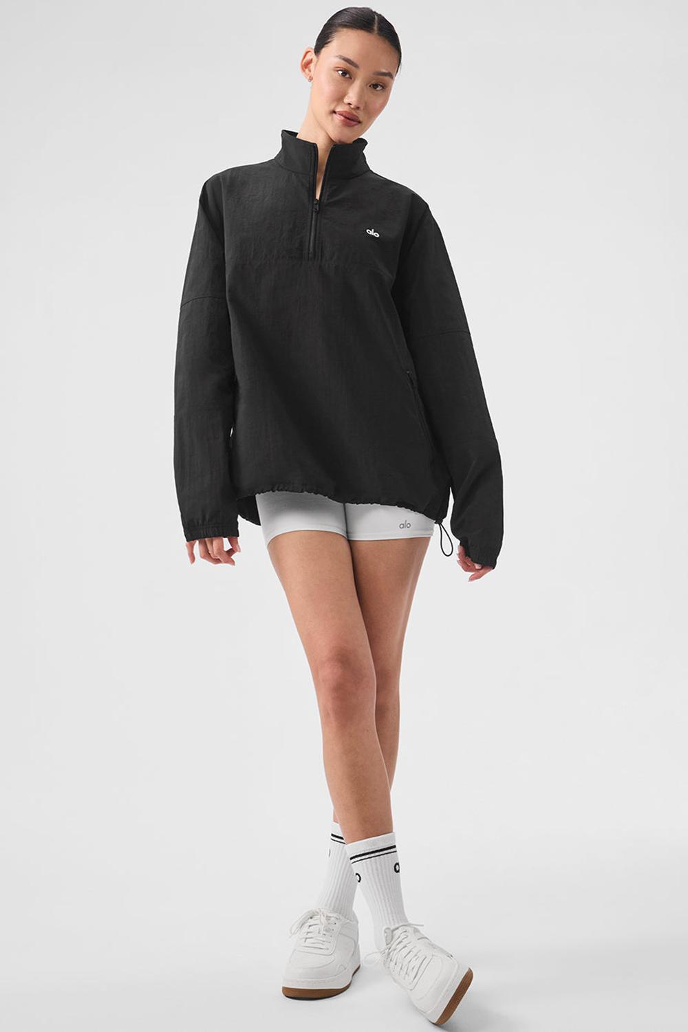Women Alo Yoga Lightweight Takeaway Track Pullover Black | India  10384-SJWY
