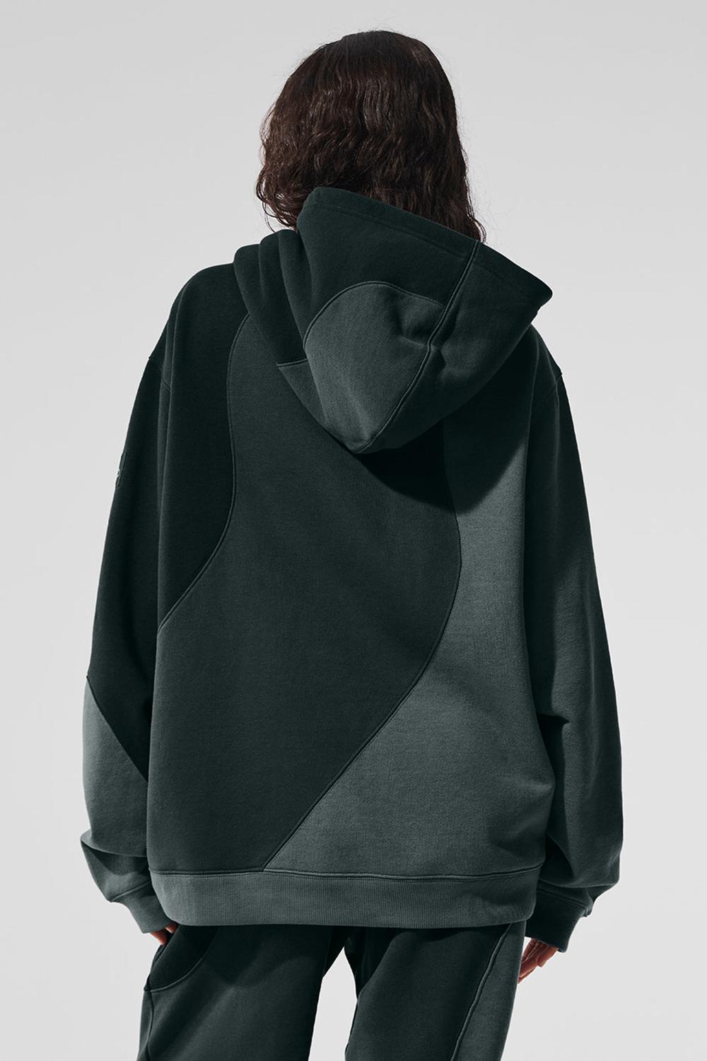 Women Alo Yoga Make Waves Hoodie Charcoal Green Tonal | India  84173-YPLB