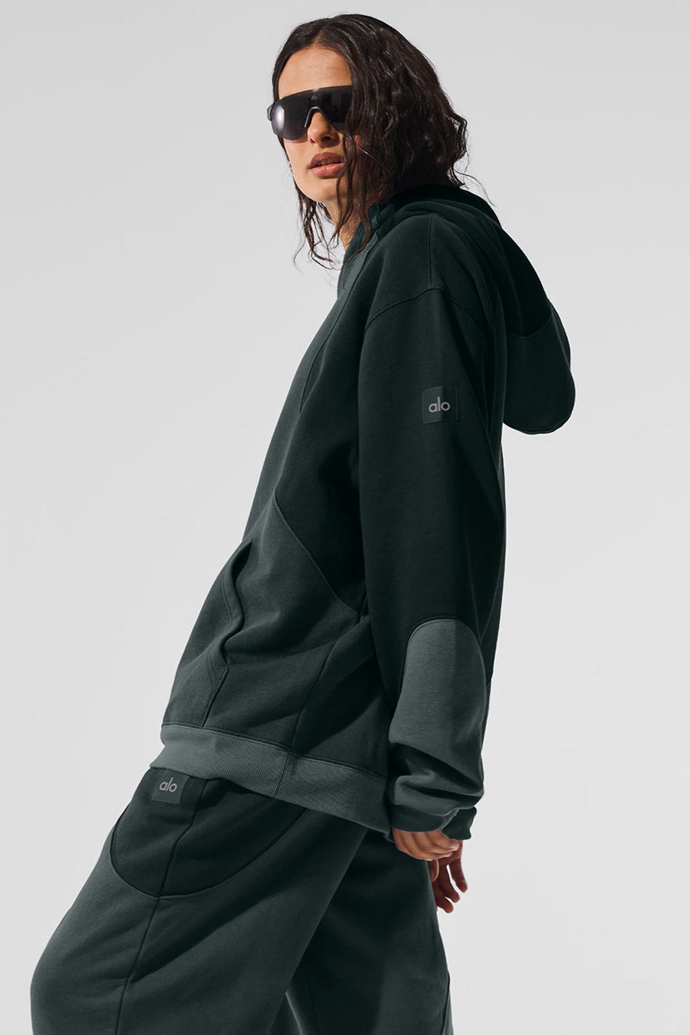 Women Alo Yoga Make Waves Hoodie Charcoal Green Tonal | India  84173-YPLB