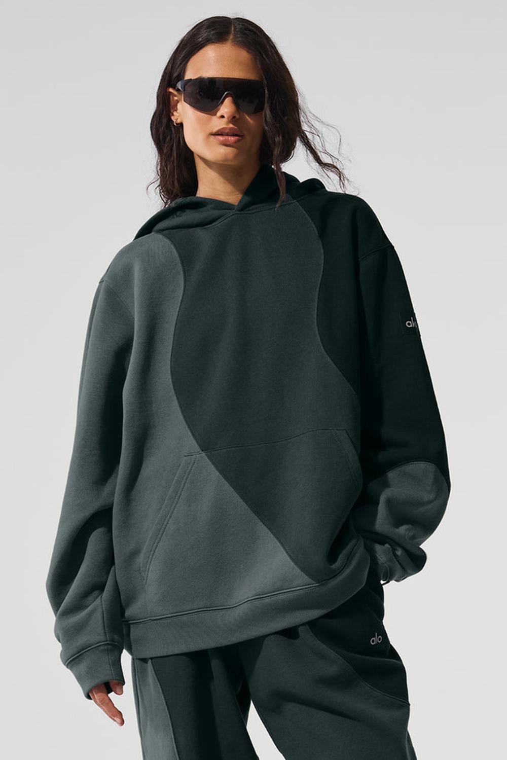 Women Alo Yoga Make Waves Hoodie Charcoal Green Tonal | India  84173-YPLB
