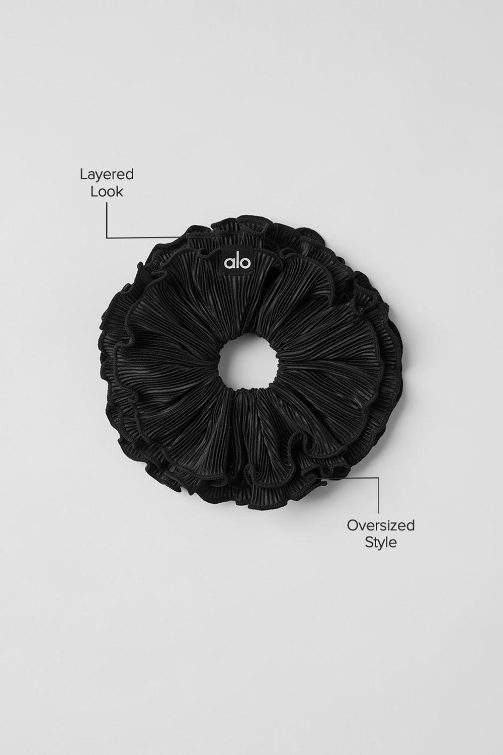 Women Alo Yoga Micro Plisse Oversize Scrunchie Black | India  01387-XADB