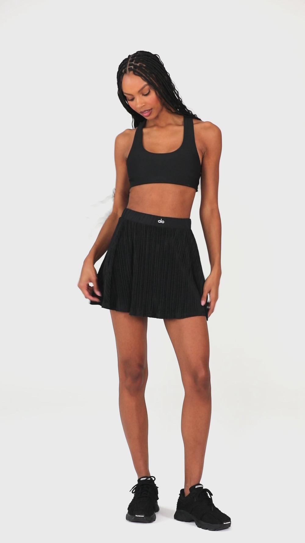 Women Alo Yoga Micro Plisse Tennis Skirt White | India  23089-OJTC