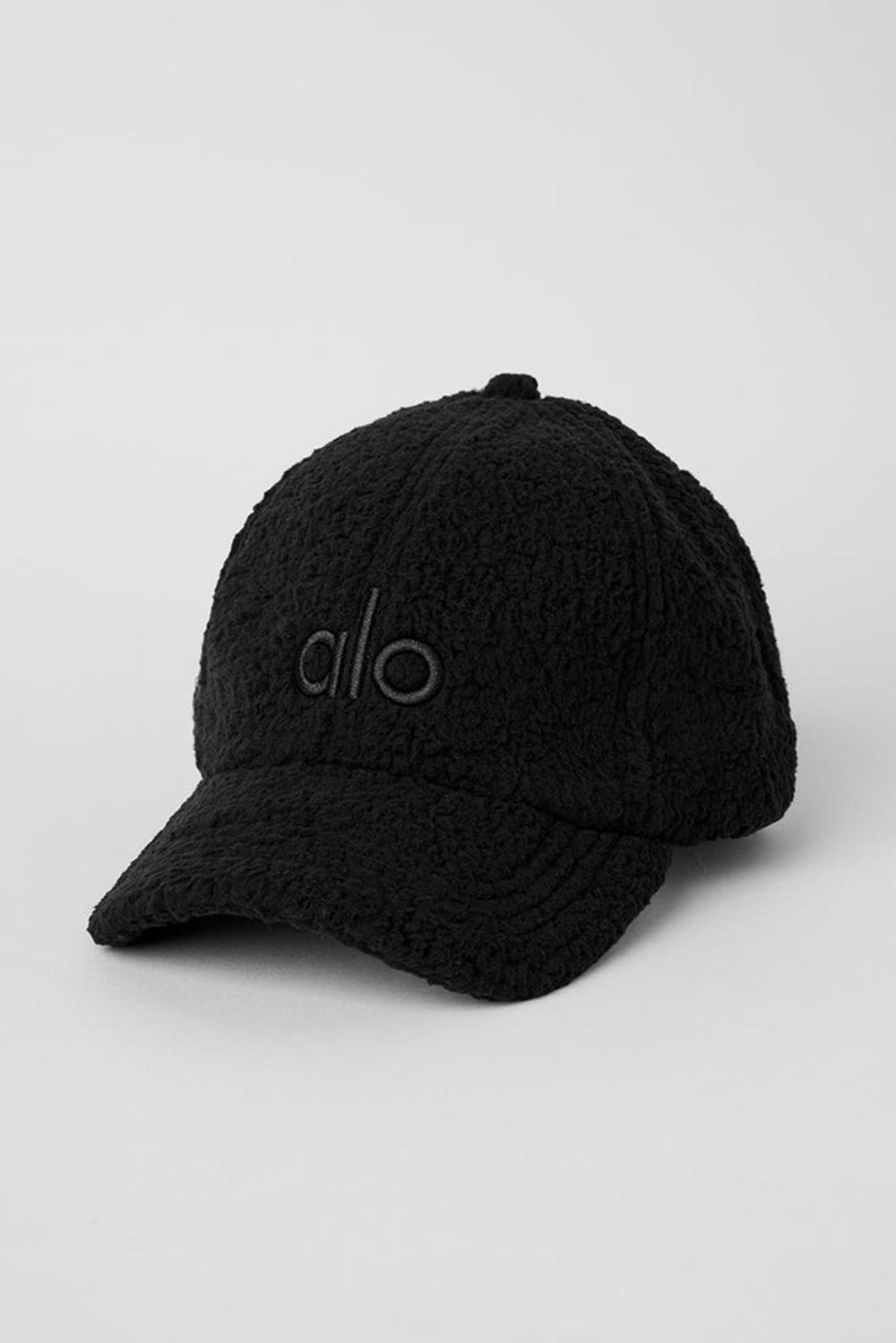 Women Alo Yoga Micro Sherpa Off-Duty Cap Black | India  43781-HSPI